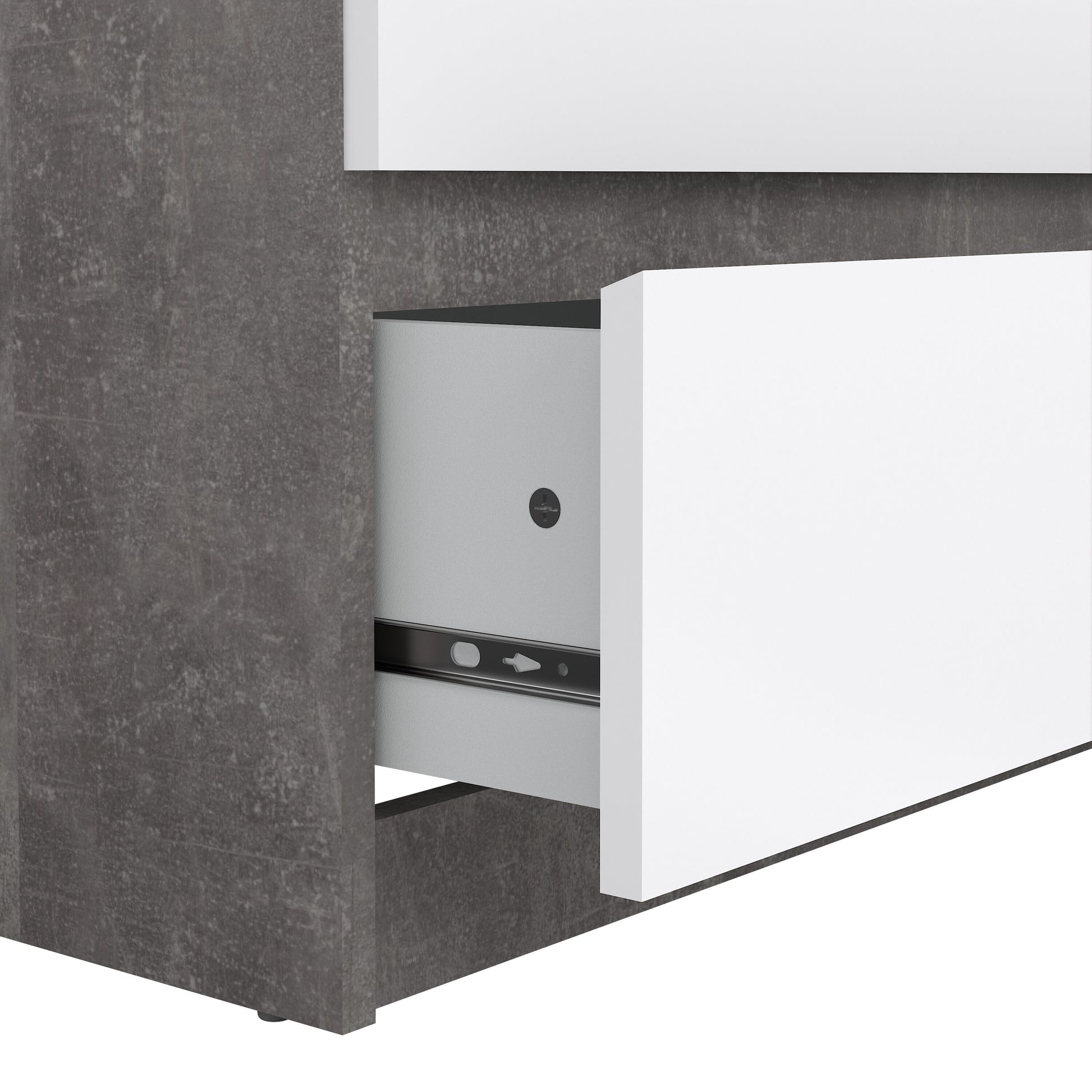 Naia Wide Chest of 6 Drawers (3+3) in Concrete and White High Gloss