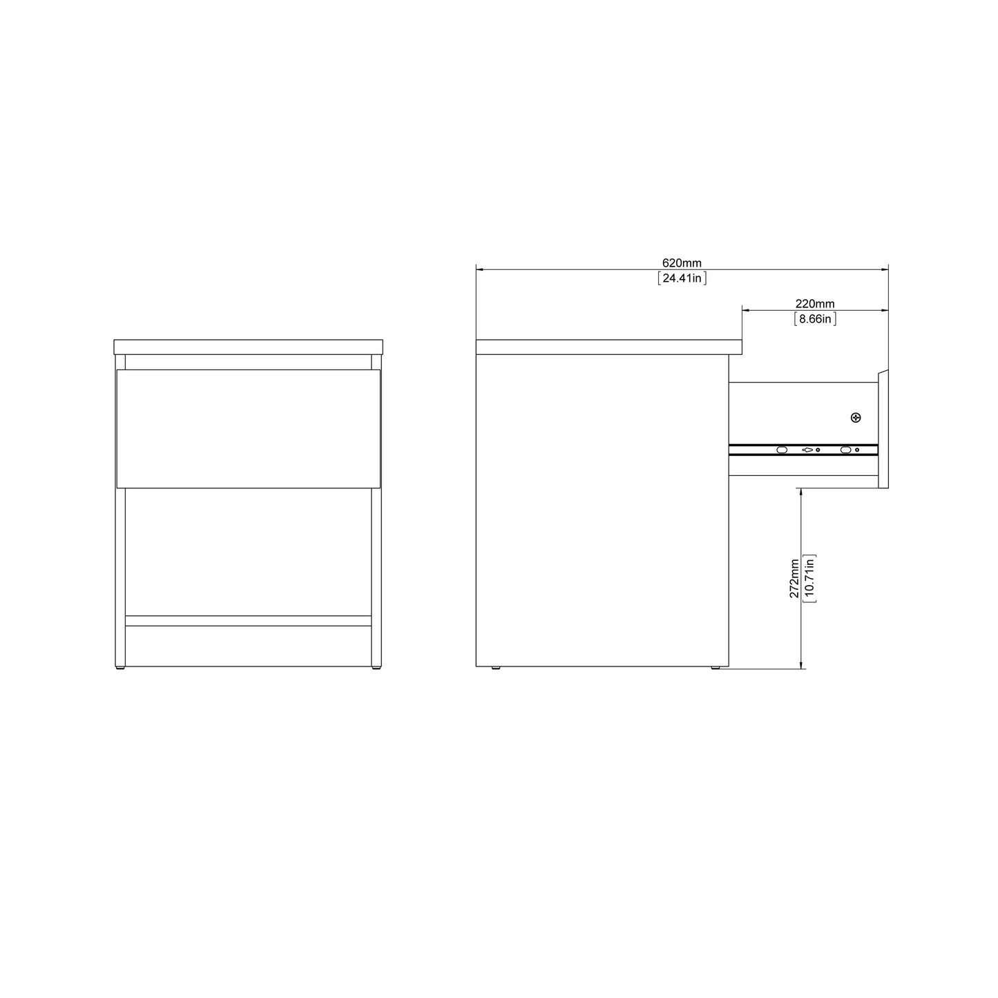 Naia Bedside 1 Drawer 1 Shelf in White