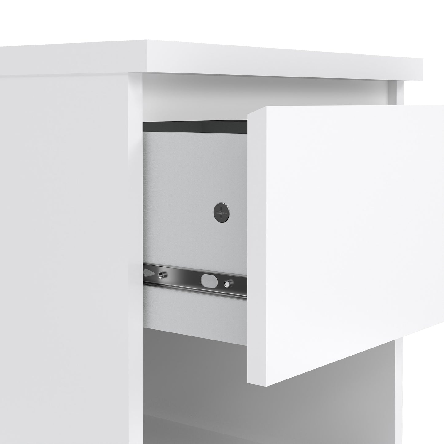 Naia Bedside 1 Drawer 1 Shelf in White High Gloss