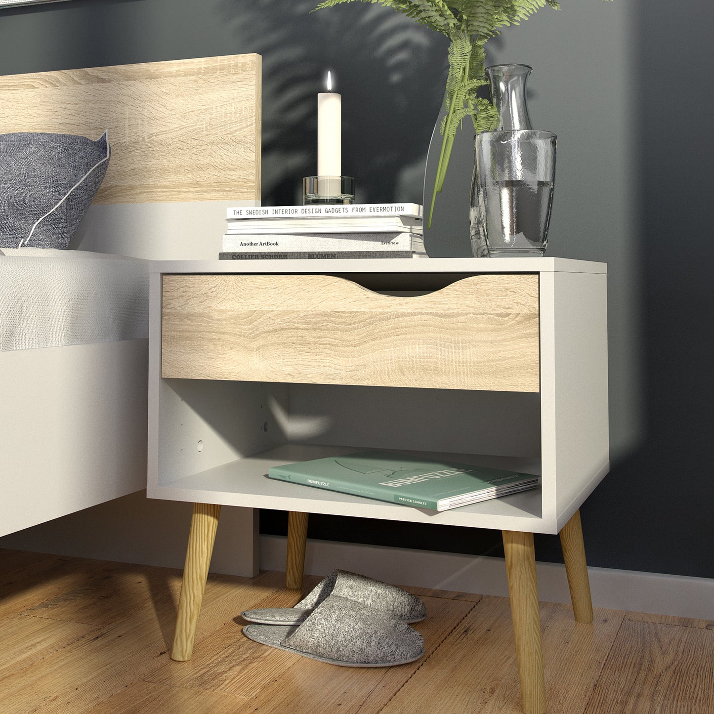 Oslo 4 Piece Bedroom Set White & Oak