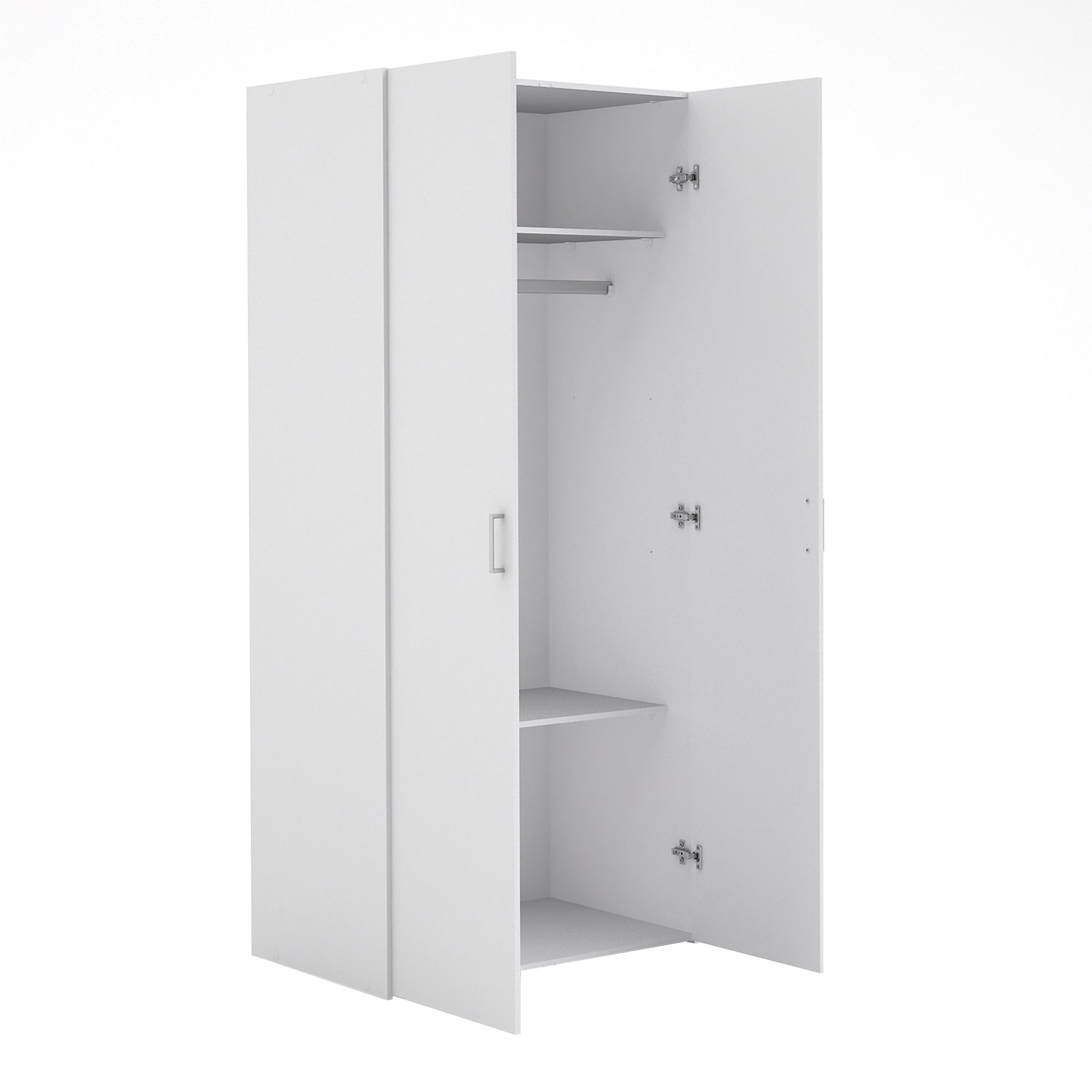 Space Package - Bedside 1 Drawer + Chest of 3 Drawers + Wardrobe with 2 Doors in White