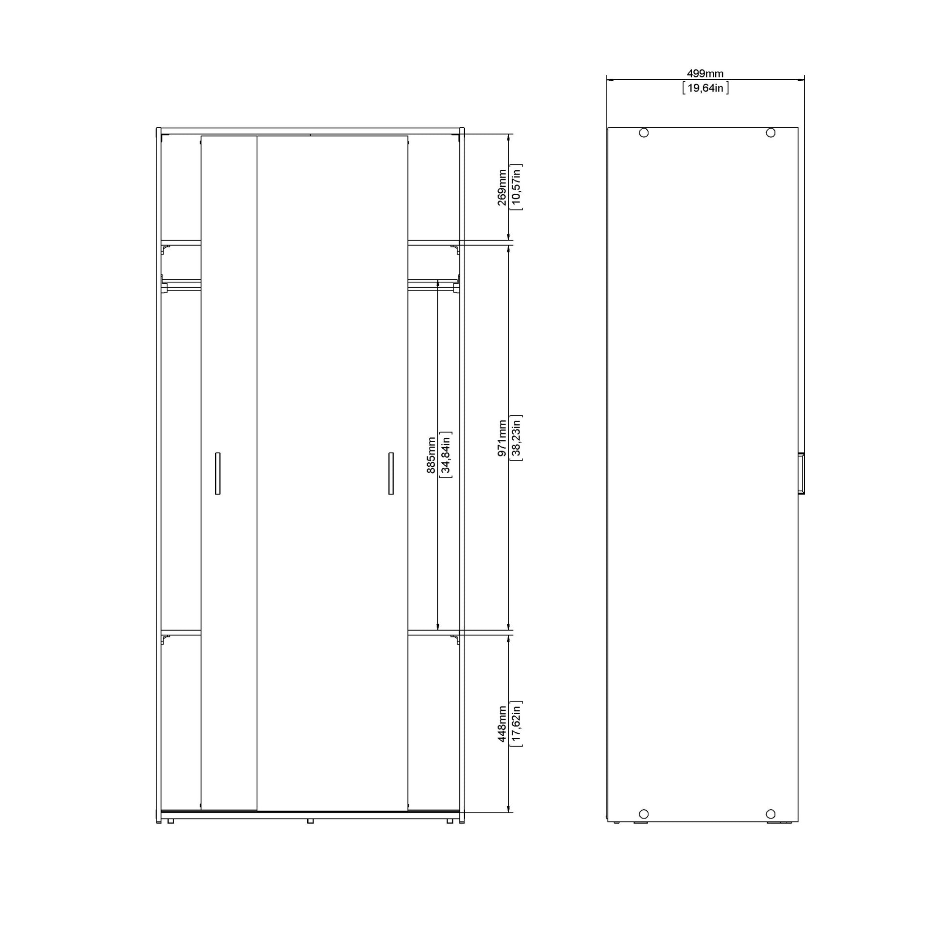 Space Wardrobe 2 Sliding Doors in White 1750