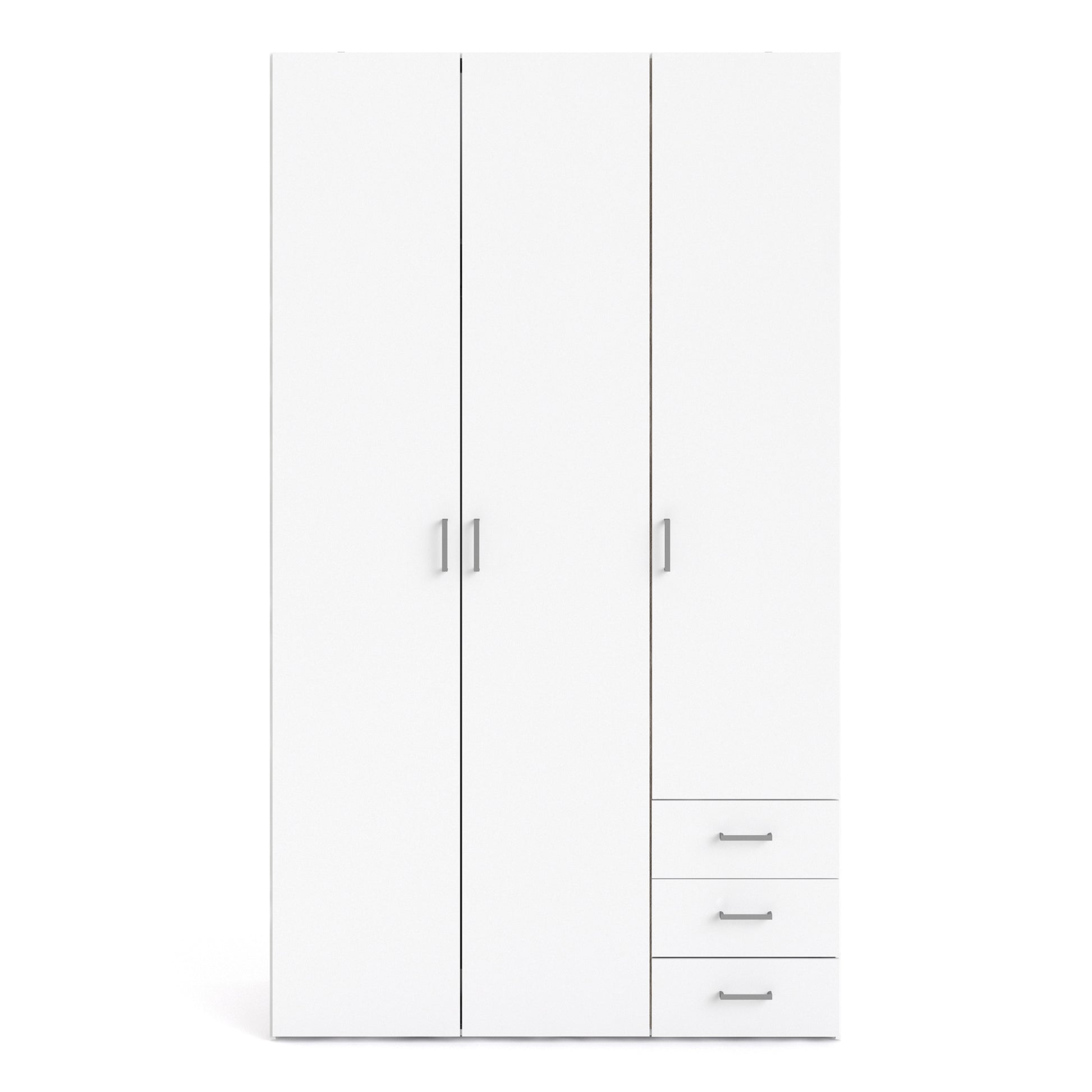 Space Wardrobe 3 Doors 3 Drawers in White 2000