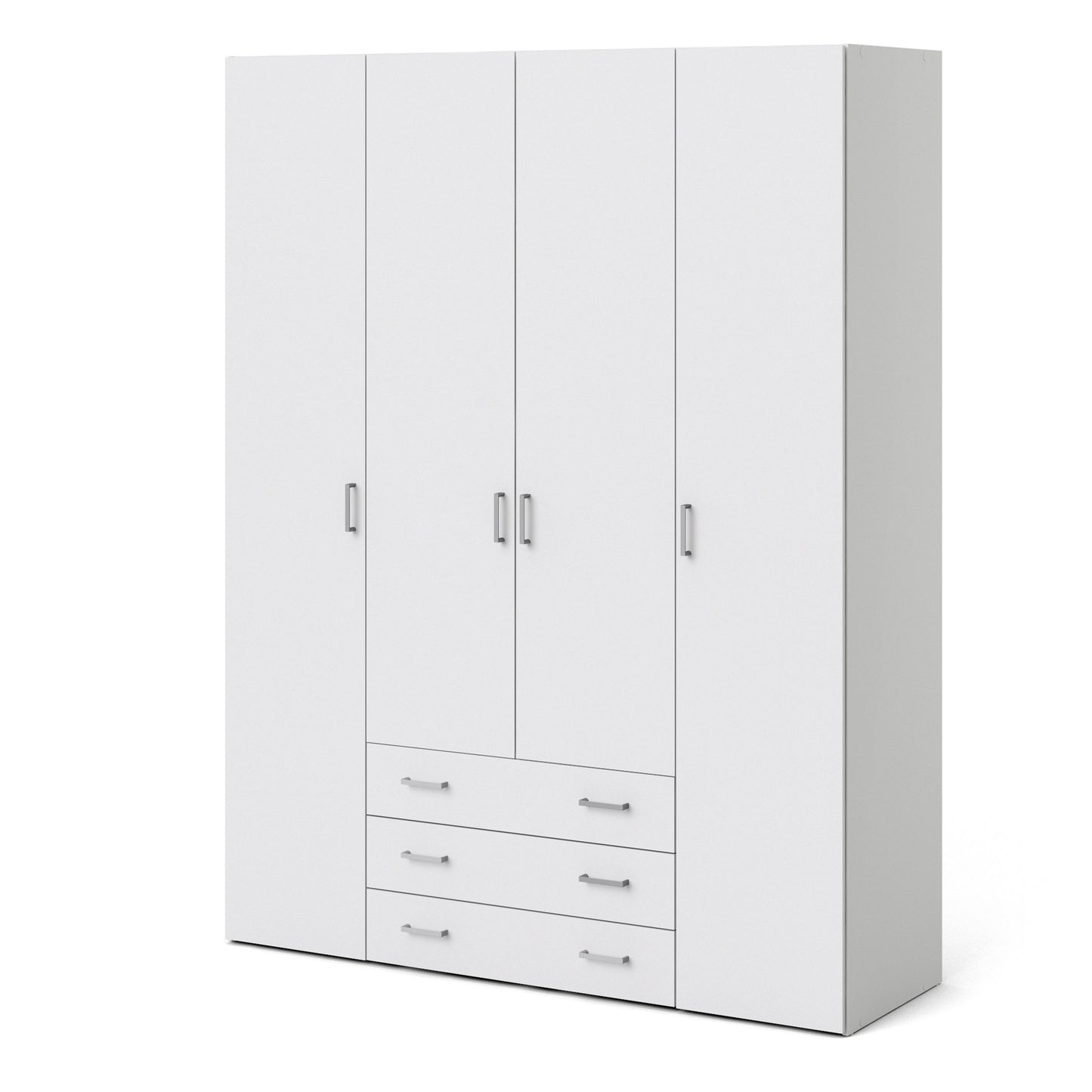 Space Wardrobe 4 Doors 3 Drawers in White 2000