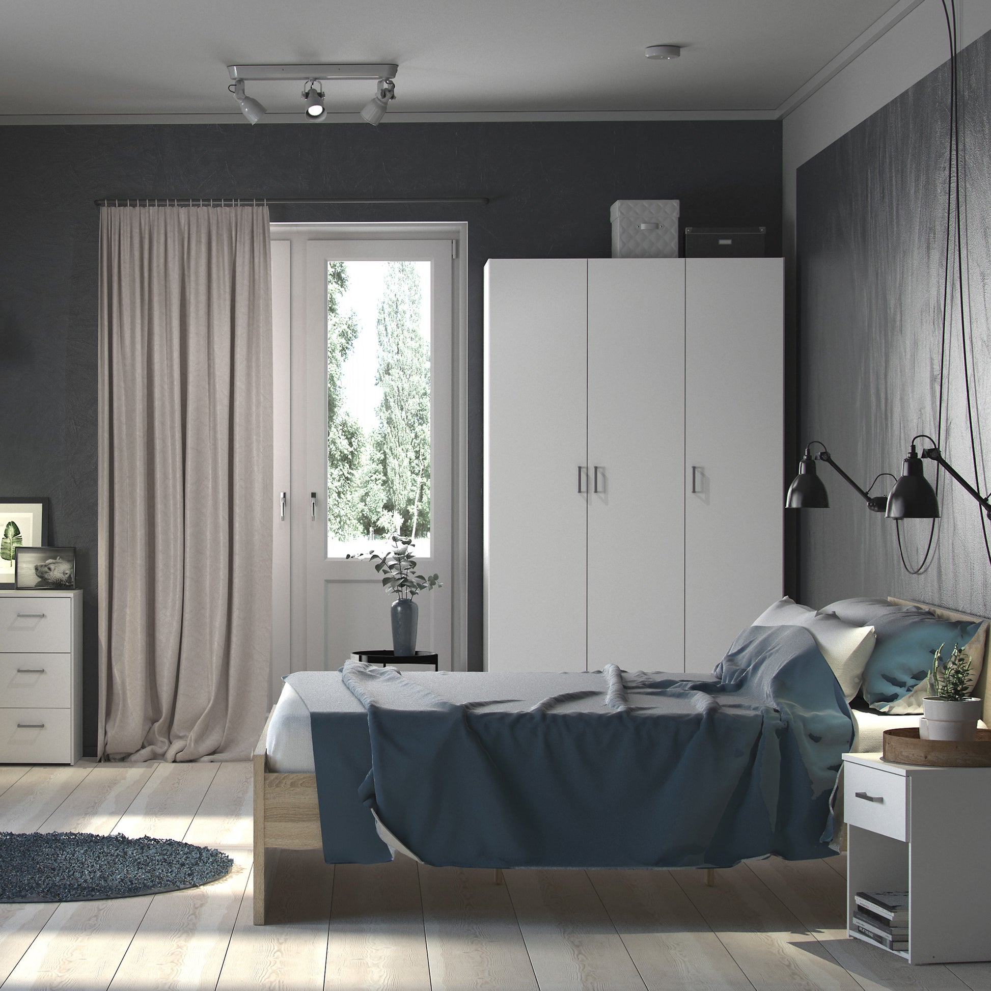 Space Wardrobe 3 Doors White 1750