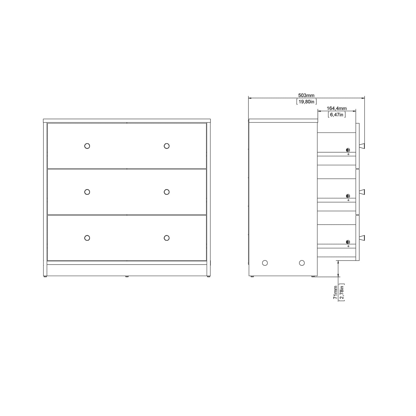 May Chest of 3 Drawers in White