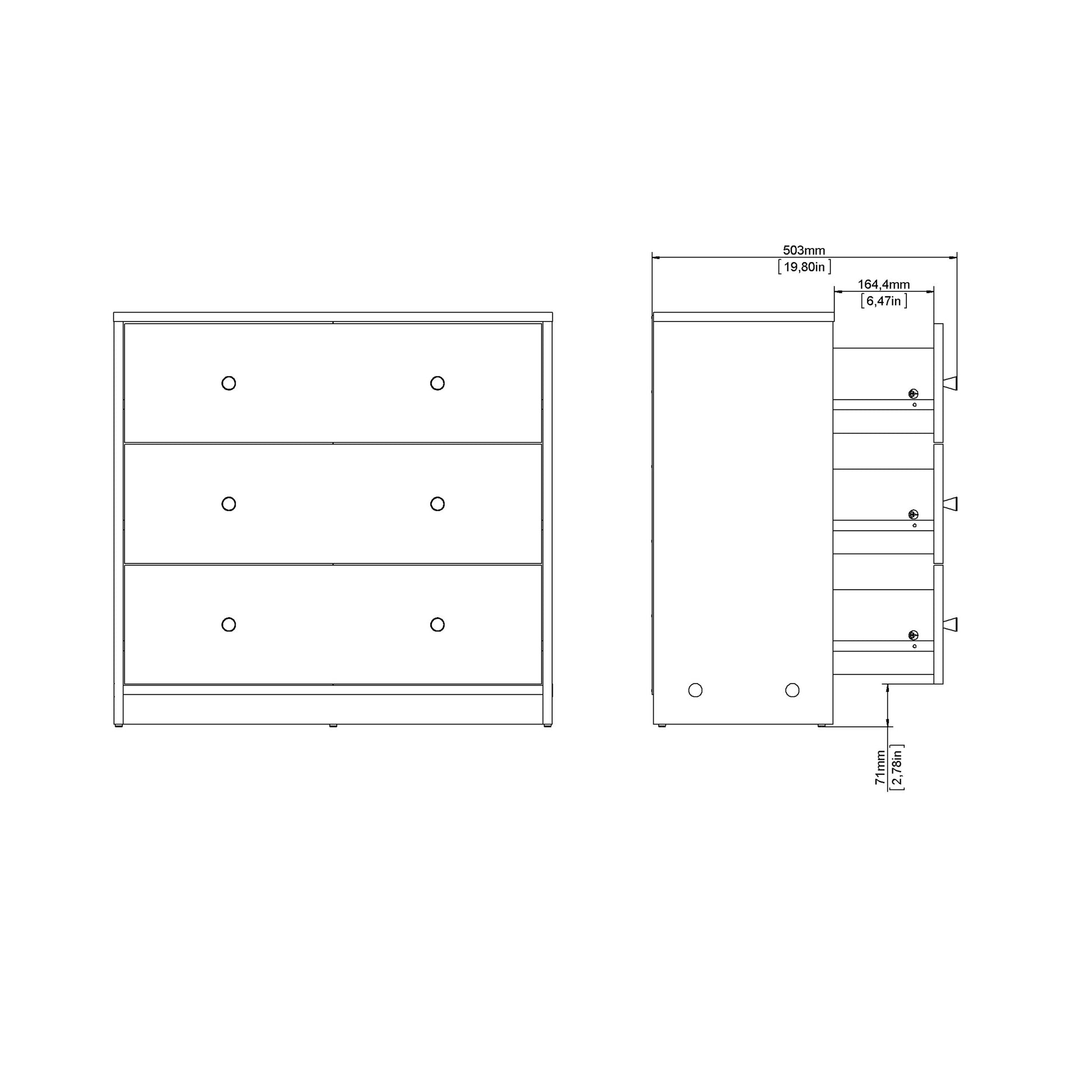 May Chest of 3 Drawers in Black