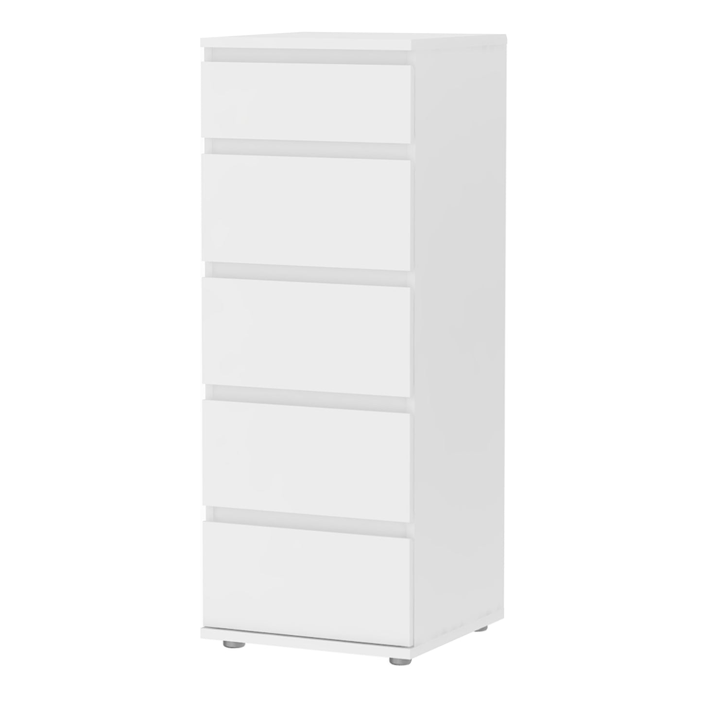 Nova Narrow Chest of 5 Drawers in White