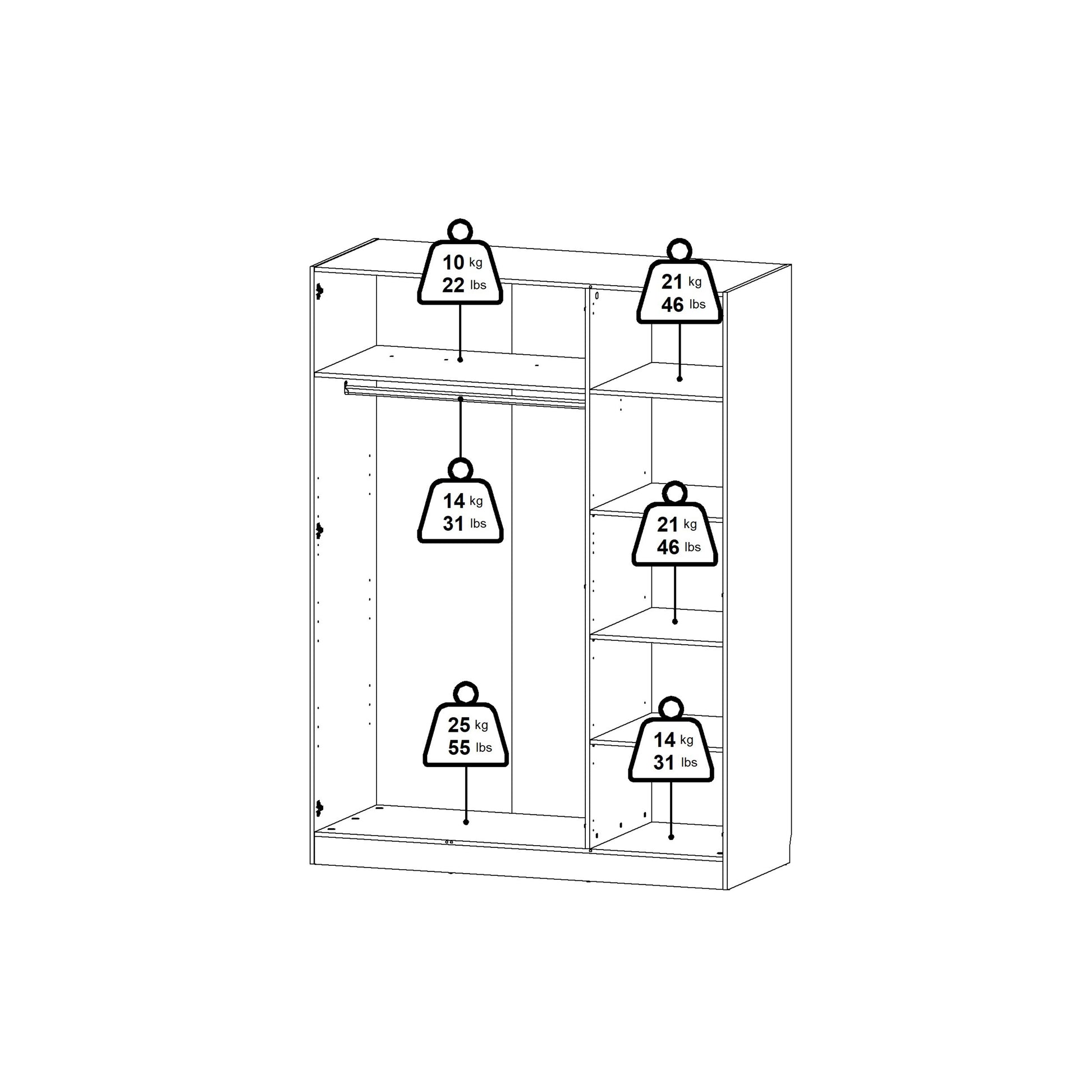 Brande Wardrobe with 3 Frame Doors in Cashmere