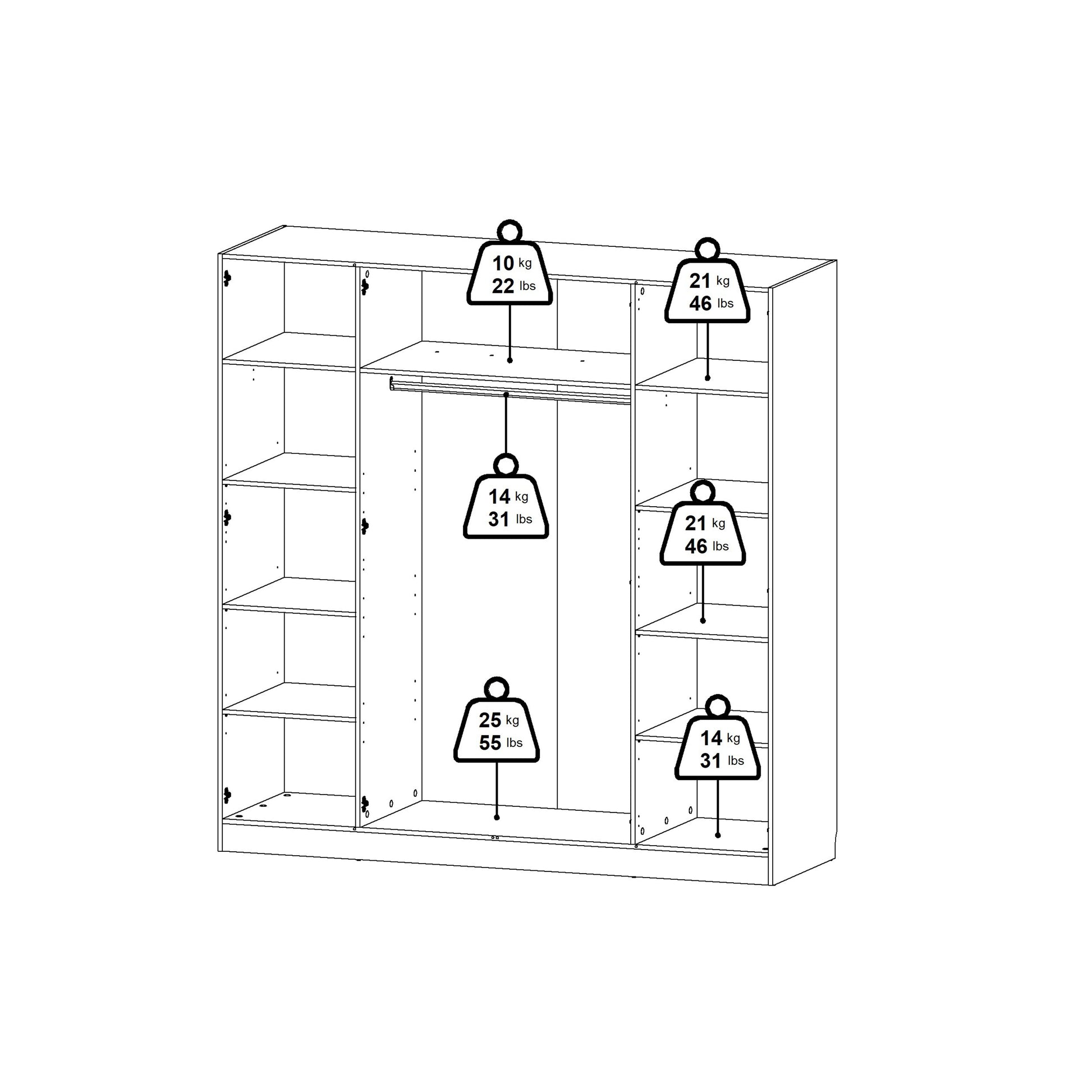 Brande Wardrobe with 4 Frame Doors in Cashmere