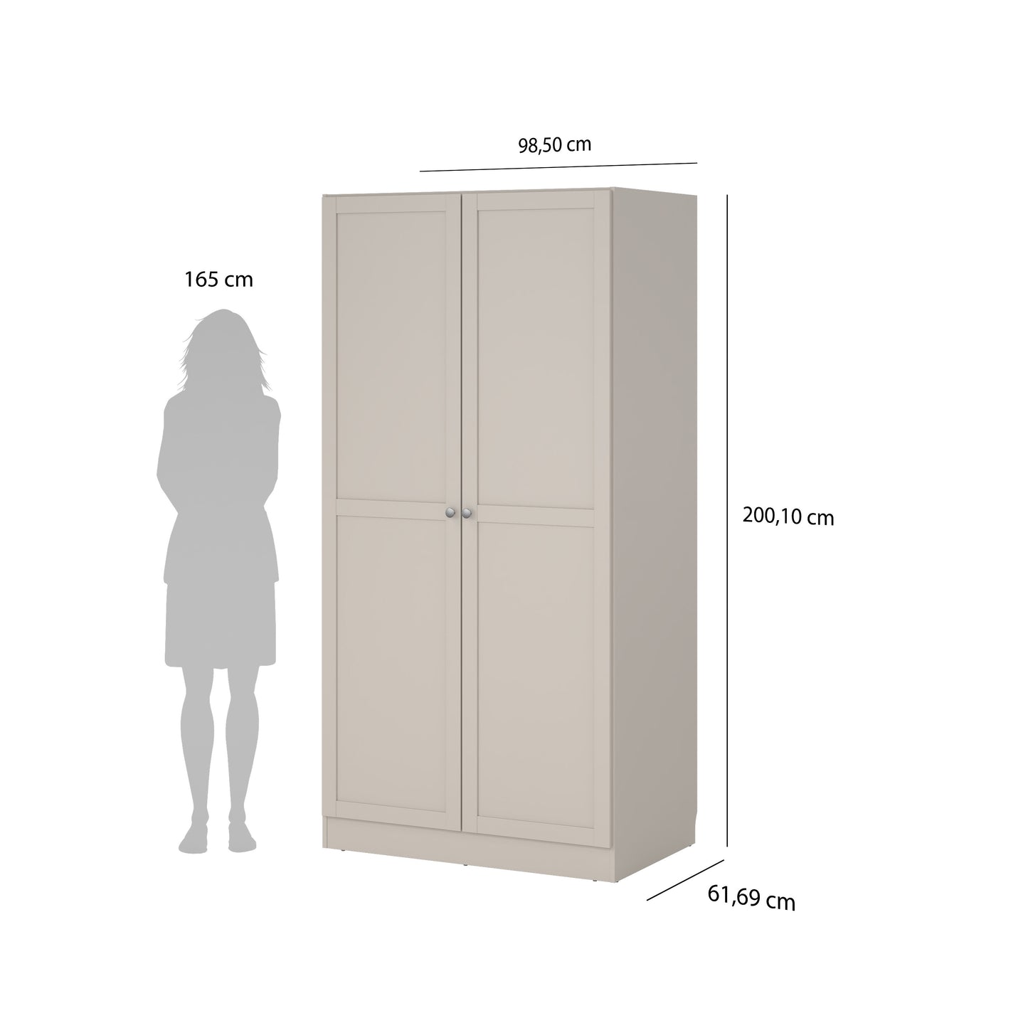 Brande Wardrobe with 2 Frame Doors in Cashmere