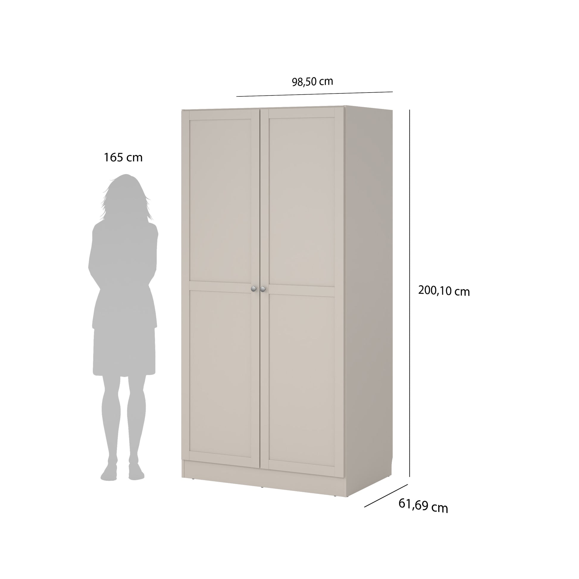 Brande Wardrobe with 2 Frame Doors in Cashmere