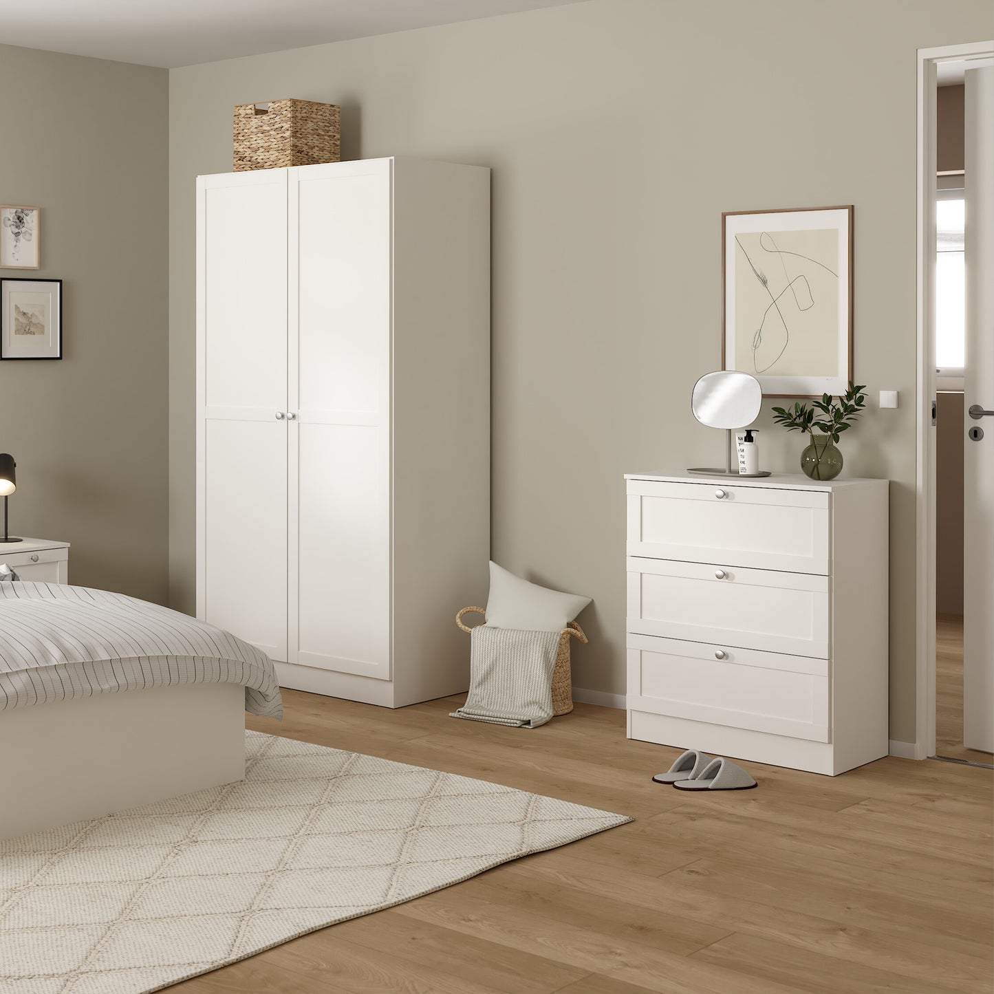 Brande Nightstand with1 Frame Drawer in White