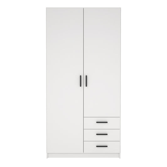 Sprint Wardrobe with 2 Doors + 3 Drawers in White
