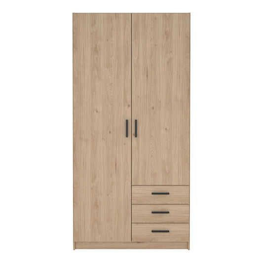 Sprint Wardrobe with 2 Doors + 3 Drawers in Jackson Hickory