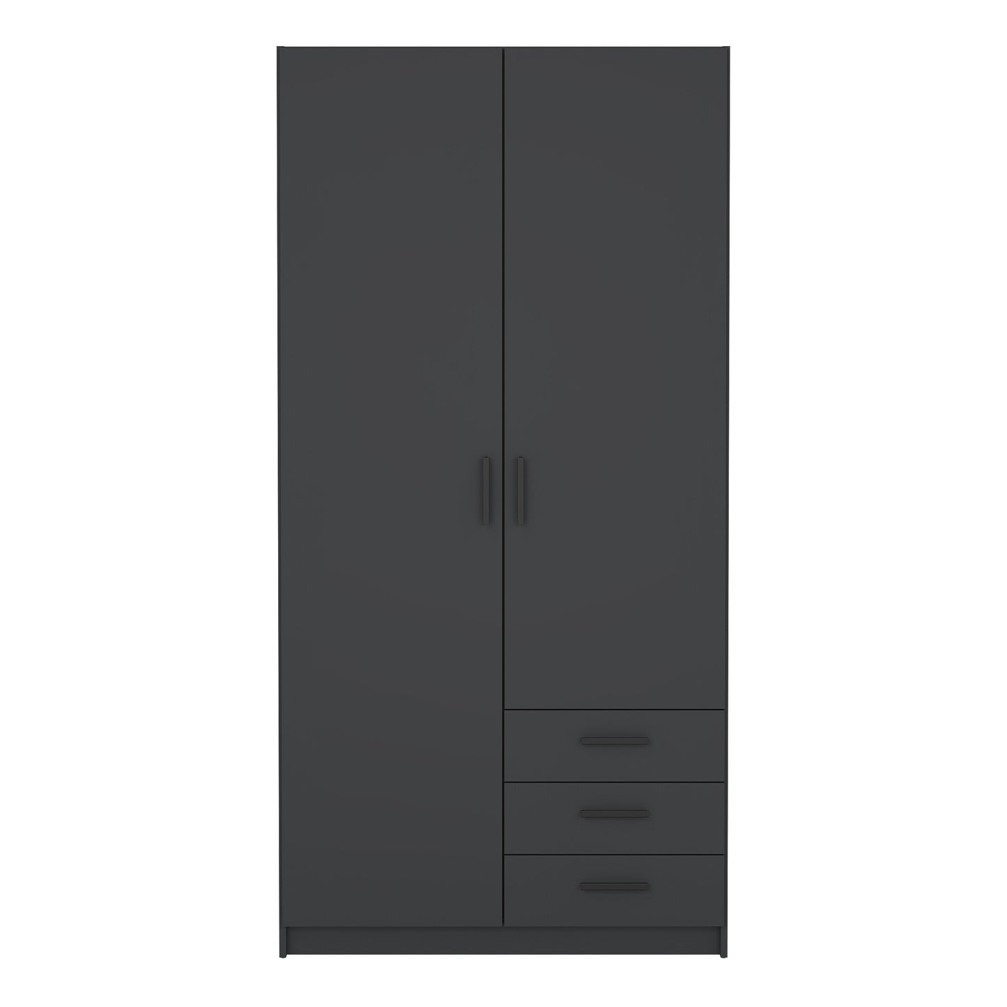 Sprint Wardrobe with 2 Doors + 3 Drawers in Matt Grey