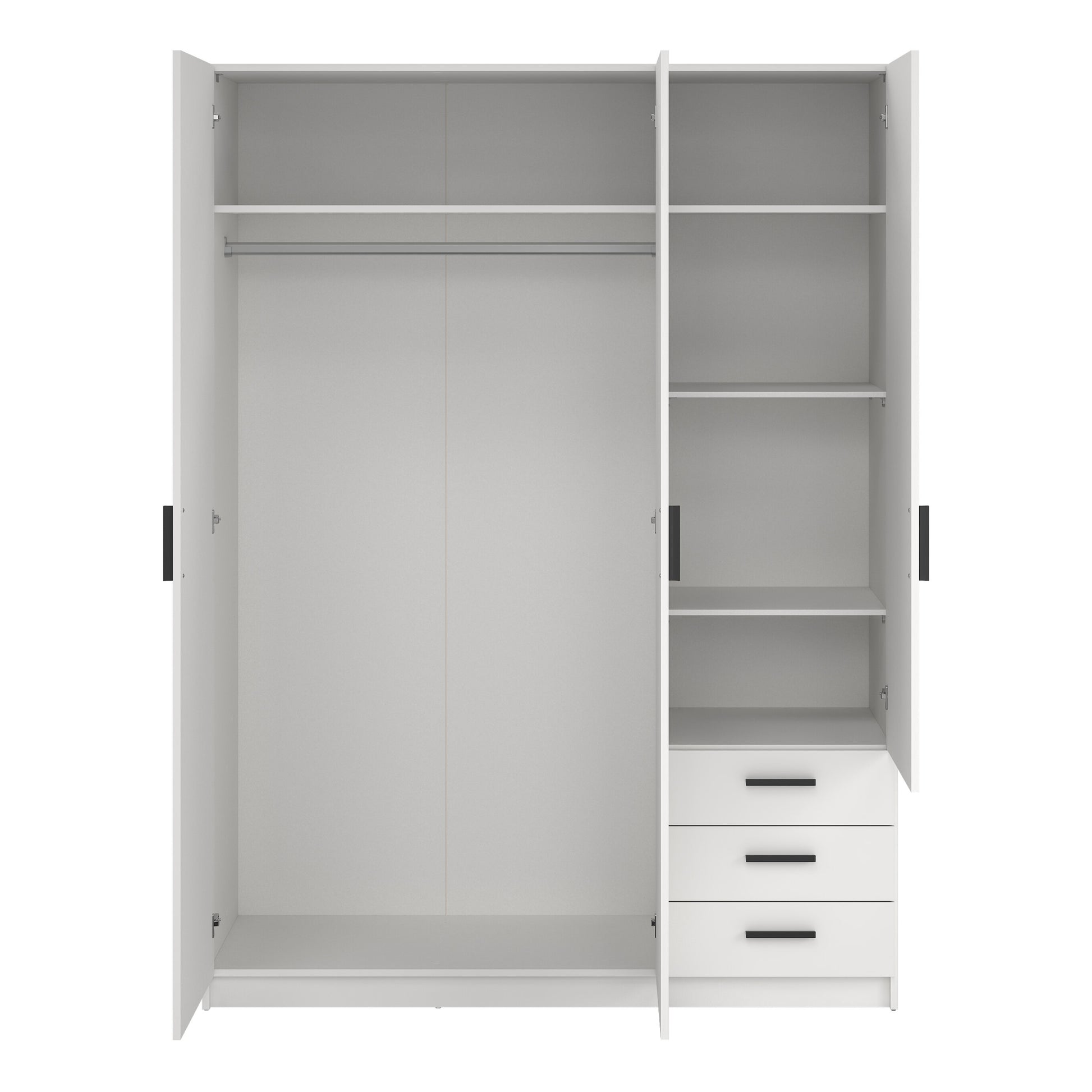 Sprint Wardrobe with 3 Doors + 3 Drawers in White