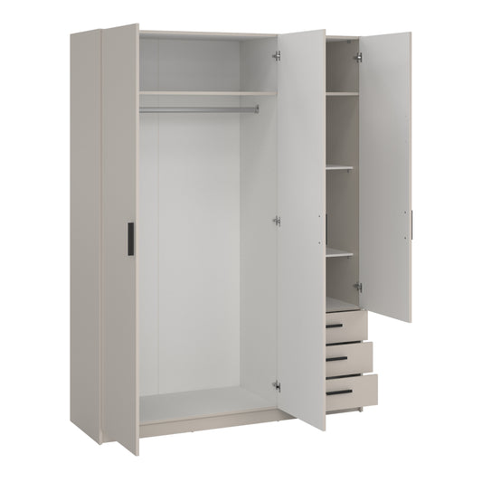 Sprint Wardrobe with 3 Doors + 3 Drawers in Cashmere