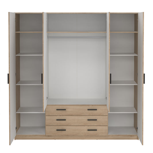 Sprint Wardrobe with 4 Doors + 3 Drawers in Jackson Hickory