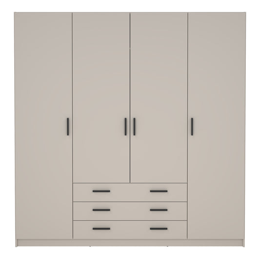 Sprint Wardrobe with 4 Doors + 3 Drawers in Cashmere