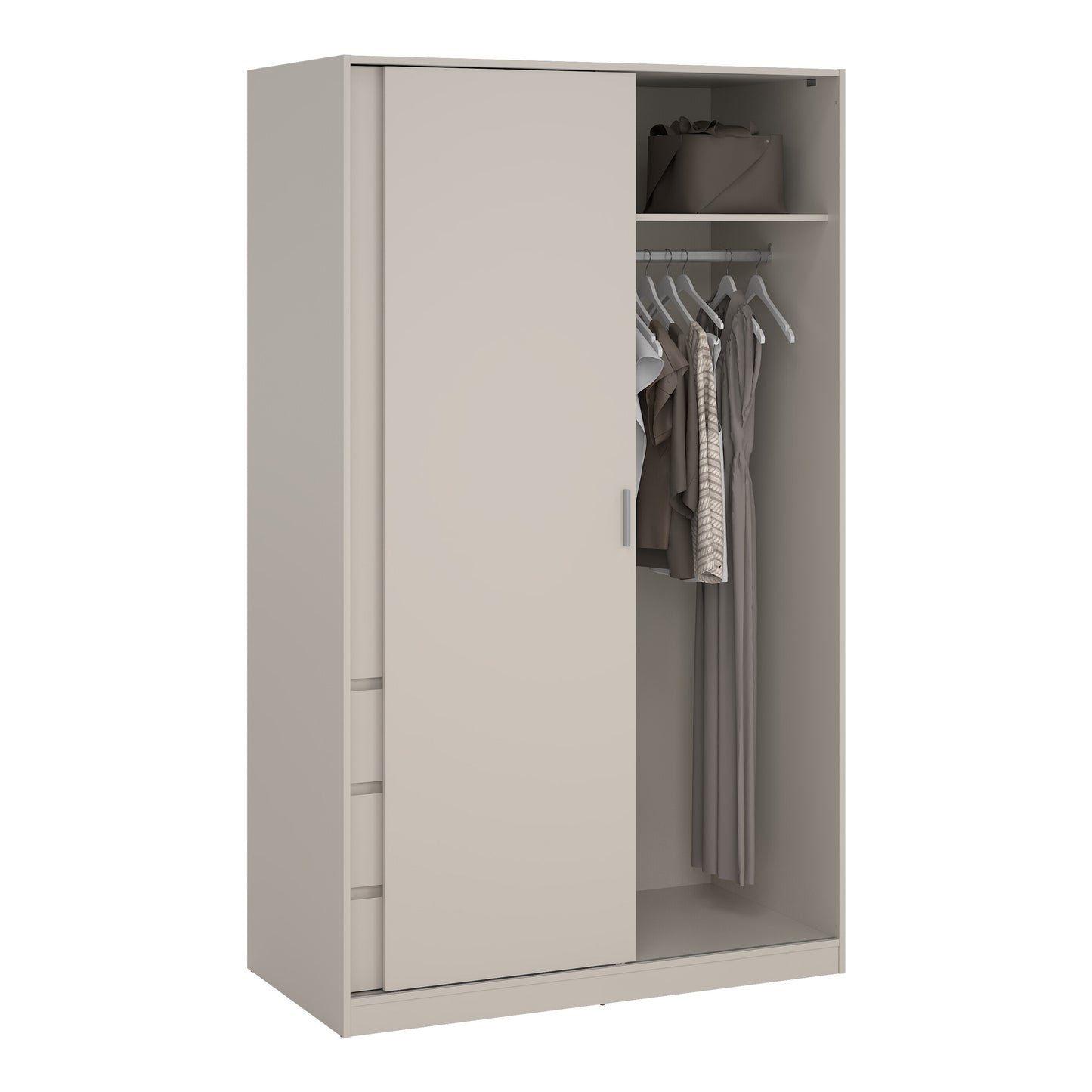 Naia Wardrobe with 1 Sliding Door 1 Std Door & 3 Drawers in Cashmere
