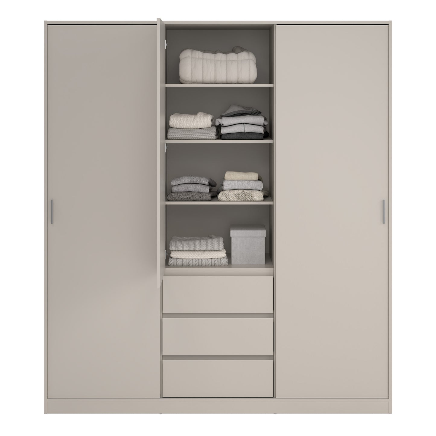 Naia Wardrobe with 2 sliding Doors 1 Door 3 Drawers in Cashmere