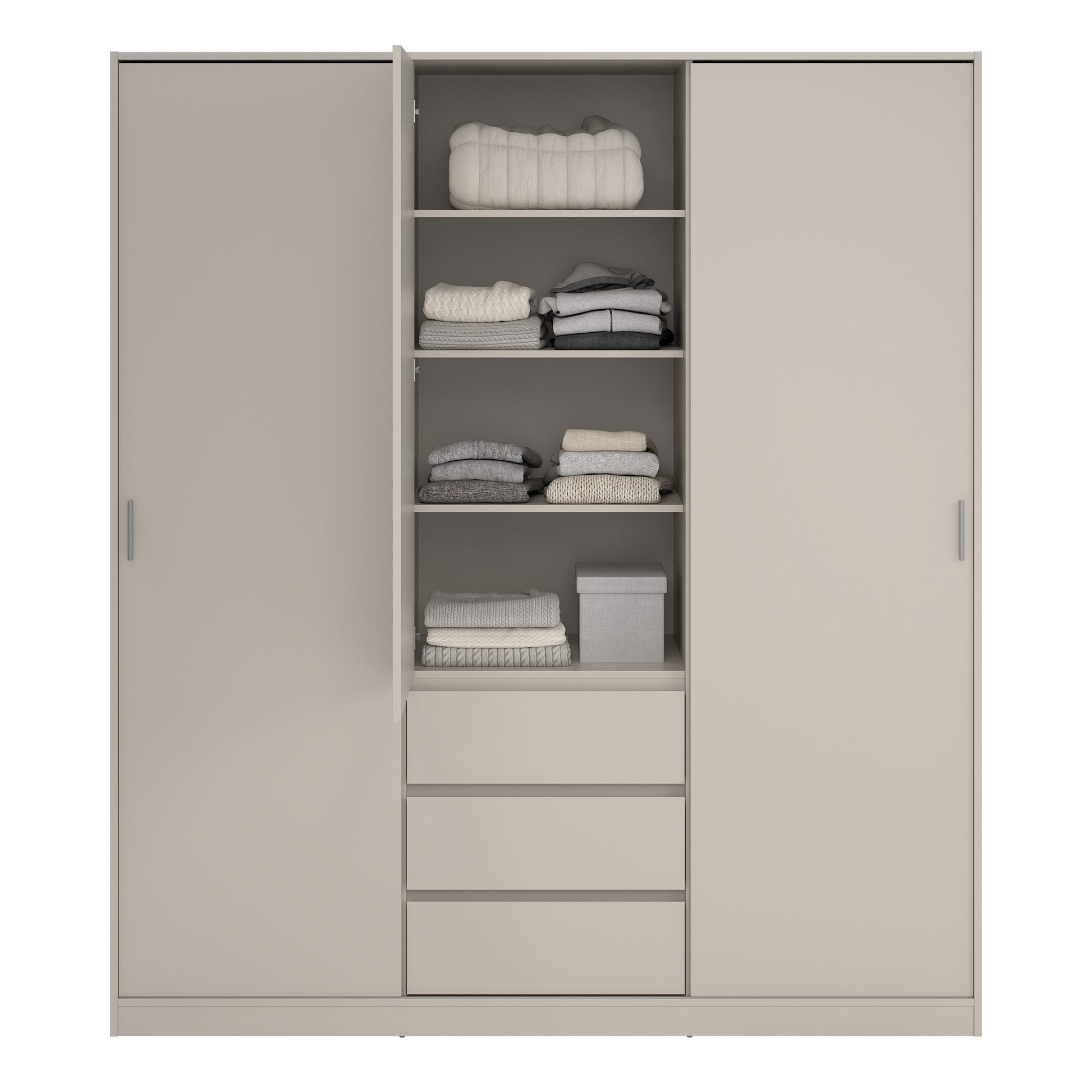 Naia Wardrobe with 2 sliding Doors 1 Door 3 Drawers in Cashmere