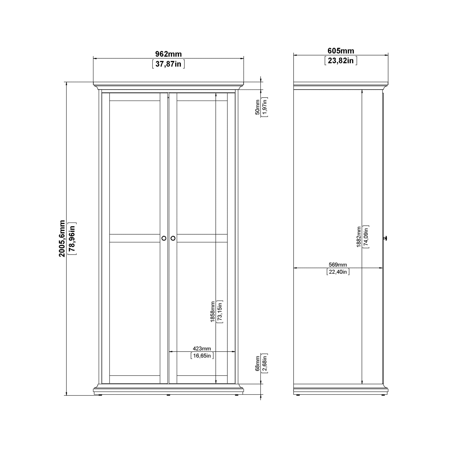 Paris Wardrobe with 2 Doors in Cashmere