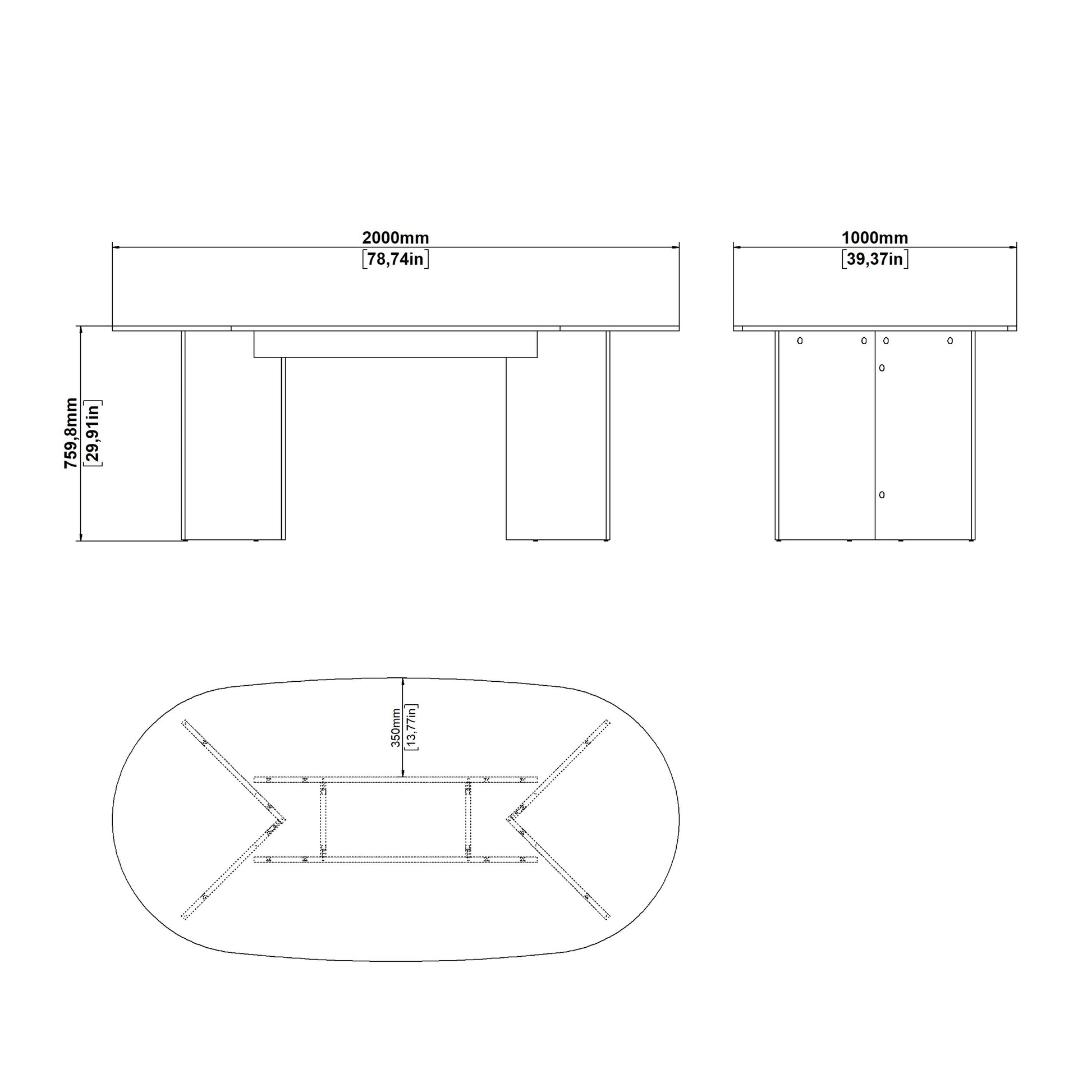 Family Dining table 100x200cm in Cashmere