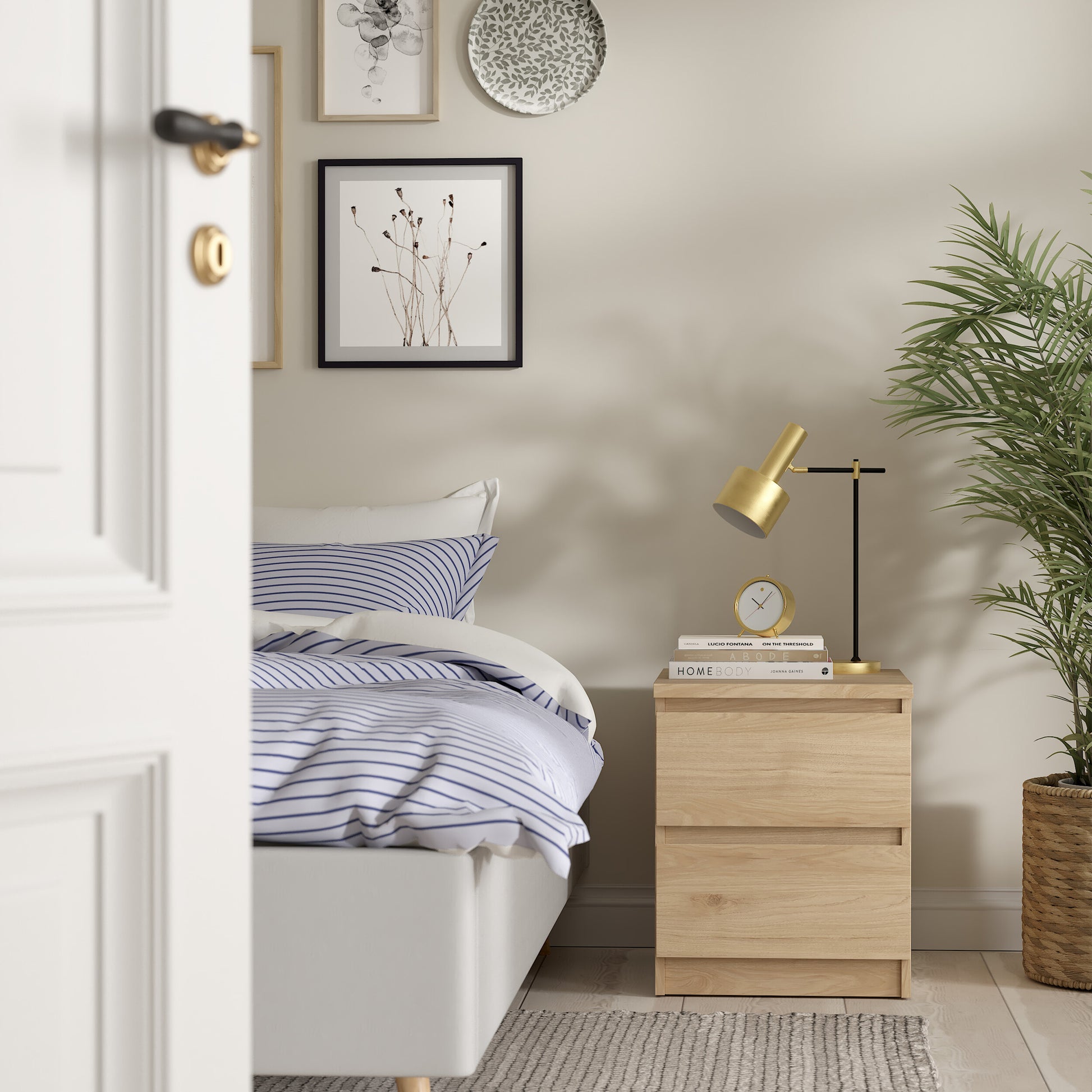 Naia Bedside 2 drawers in Jackson Hickory