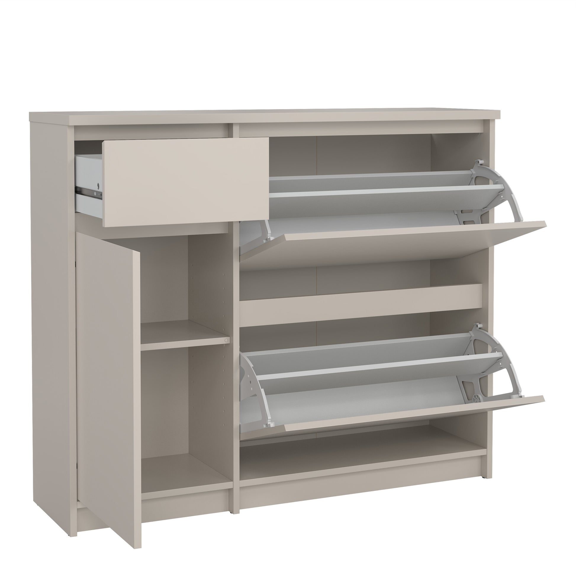 Naia Shoe cabinet 2 Tilting Doors 1 Door + 1 Drawer in Cashmere
