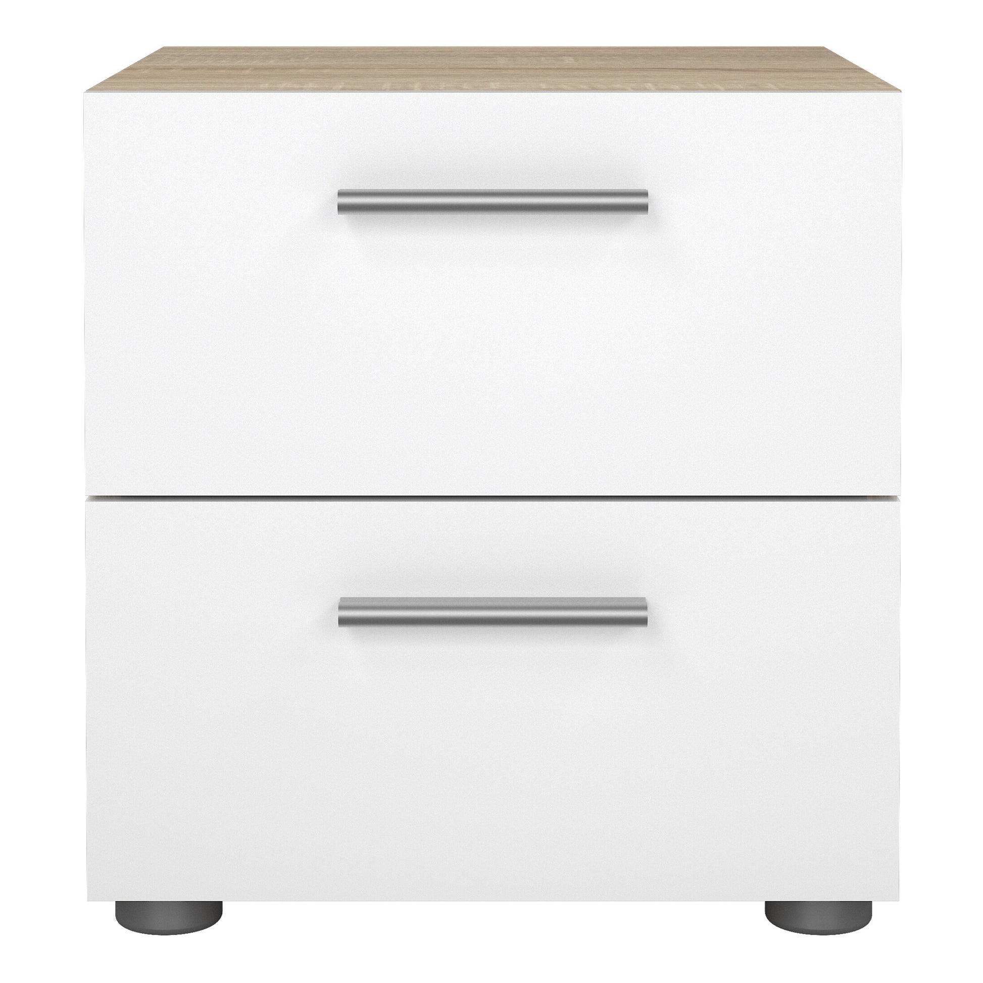 Pepe Bedside 2 Drawers in Oak with White High Gloss