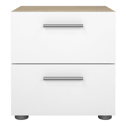 Pepe Bedside 2 Drawers in Oak with White High Gloss