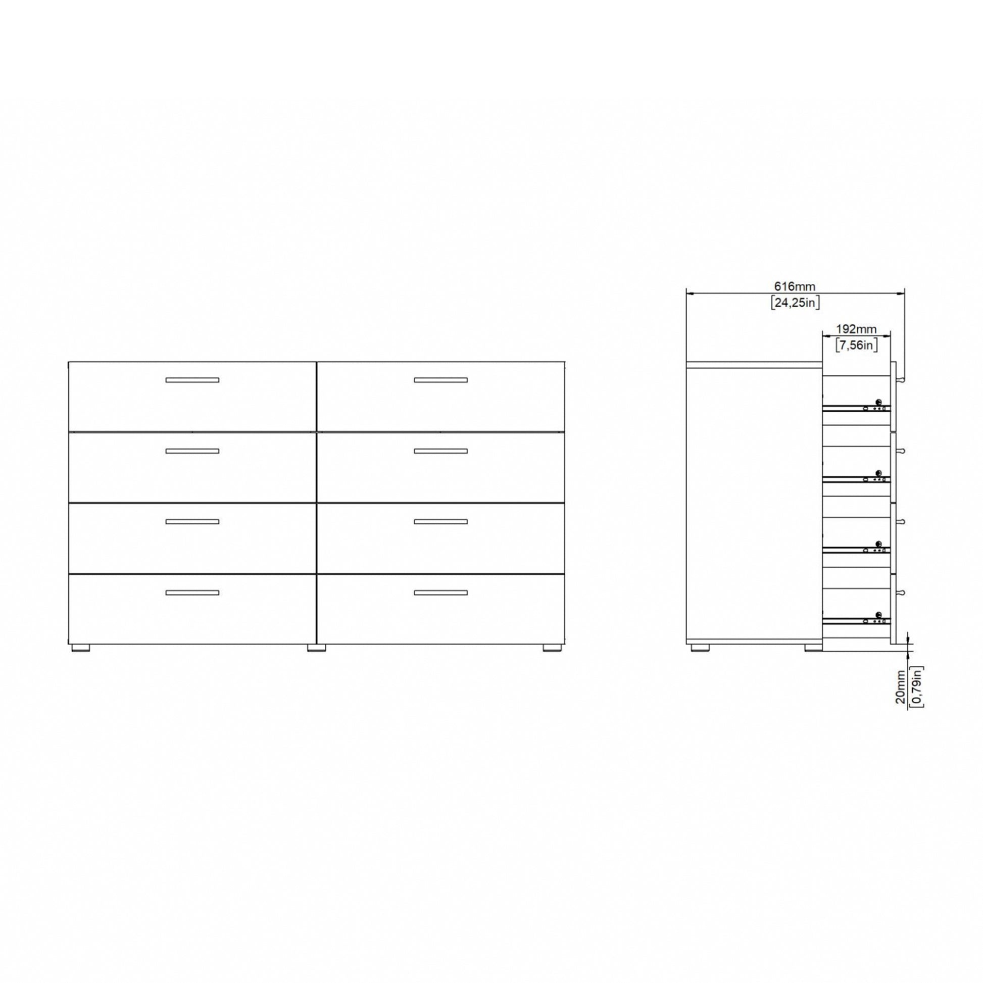 Pepe Wide Chest of 8 Drawers in Black