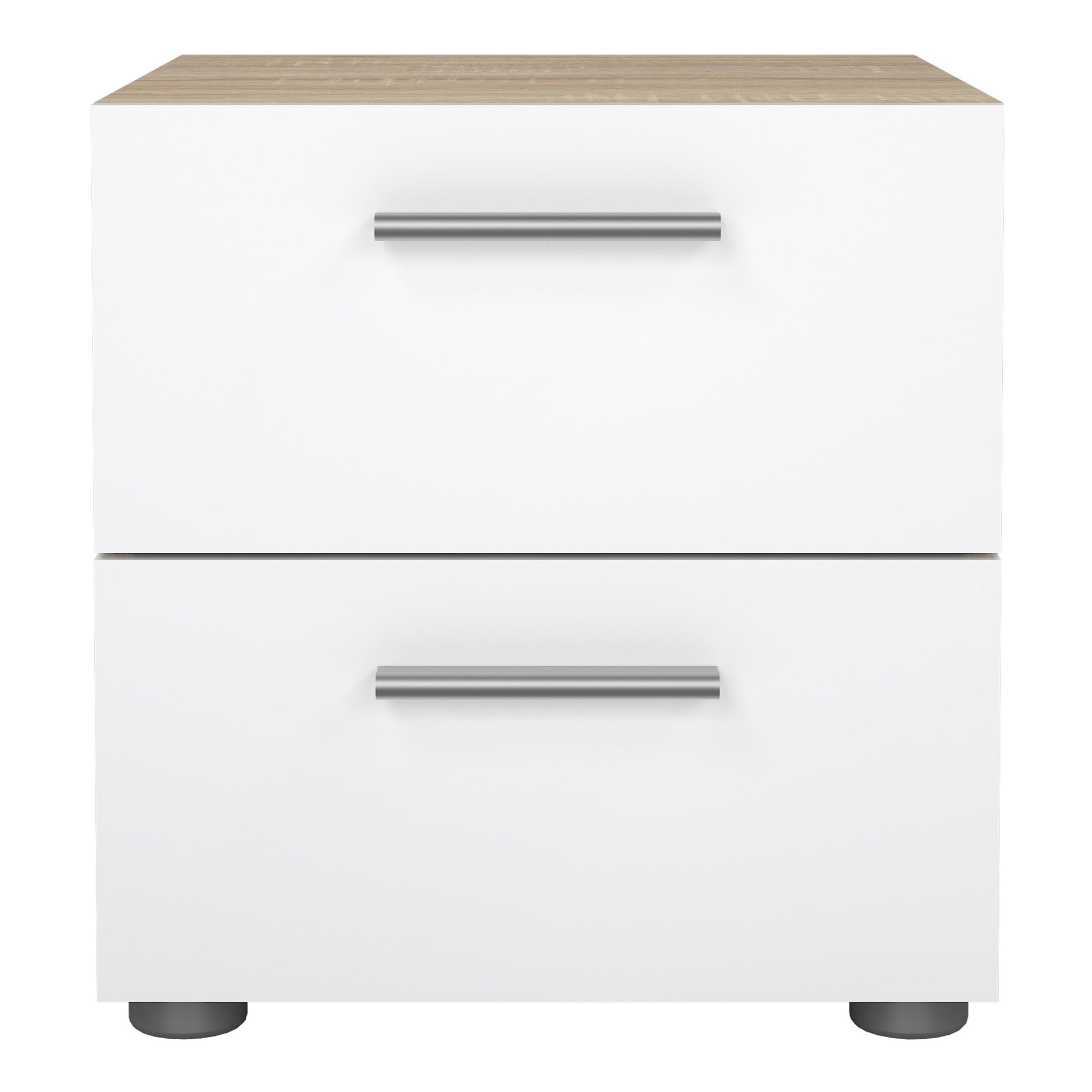 Pepe Bedside 2 Drawers in Oak structure/White High Gloss