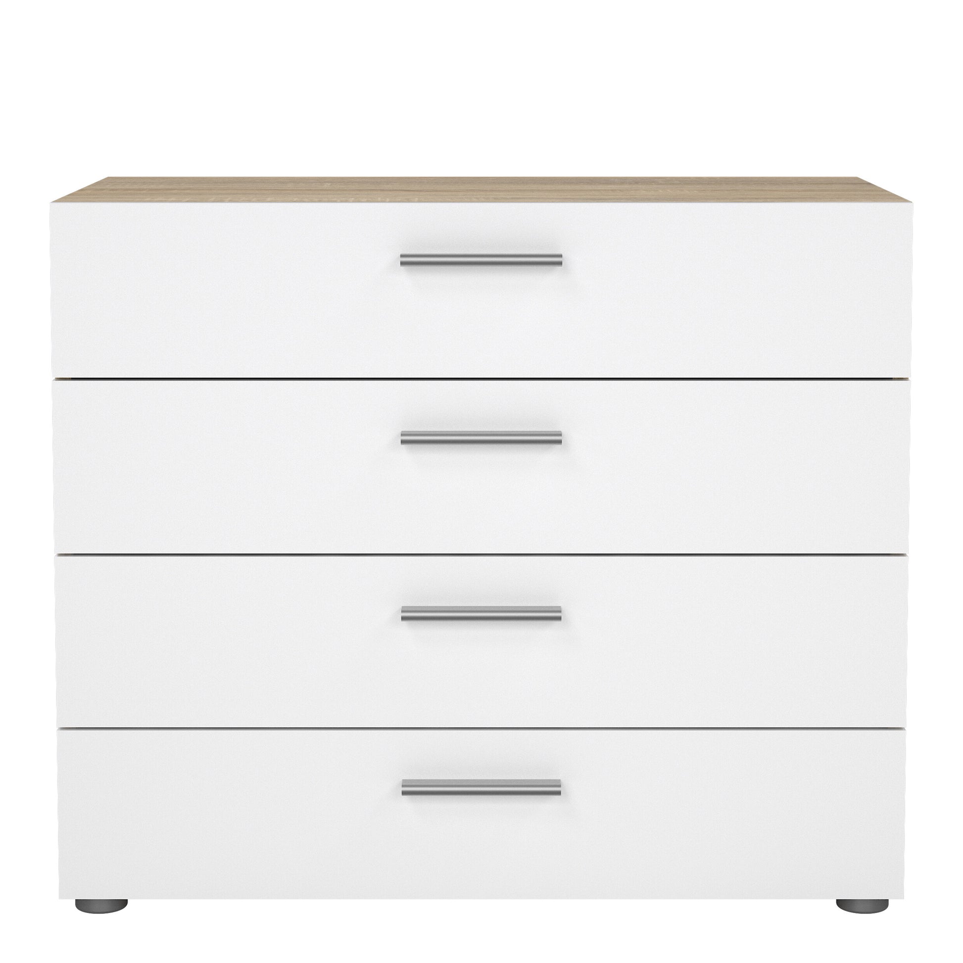 Pepe Chest of 4 Drawers in Oak with White High Gloss