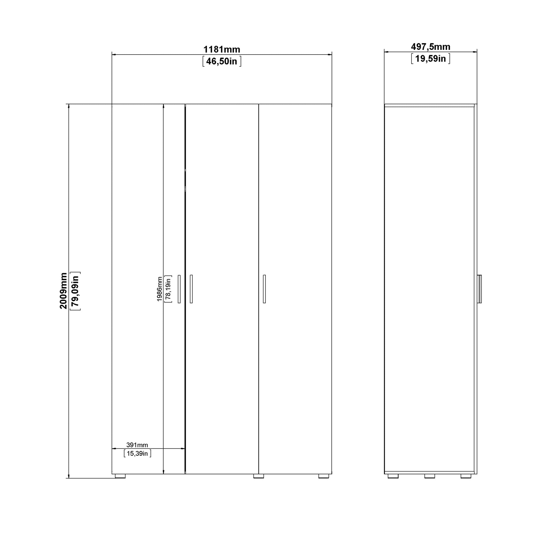 Pepe Wardrobe with 3 Doors in White