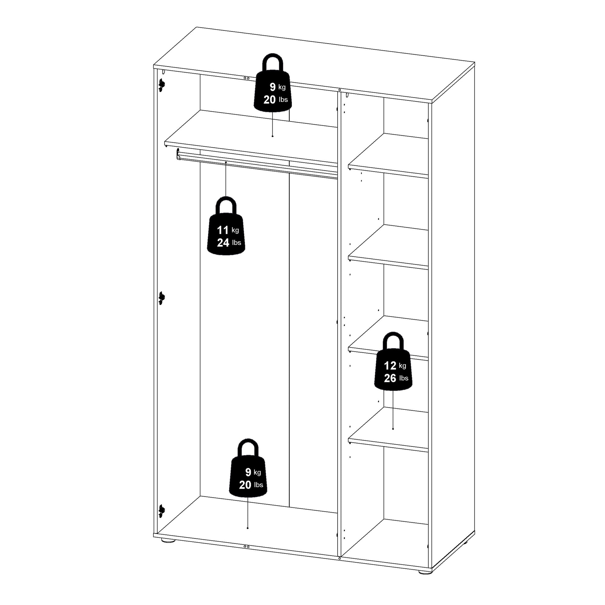Pepe Wardrobe with 3 Doors in White