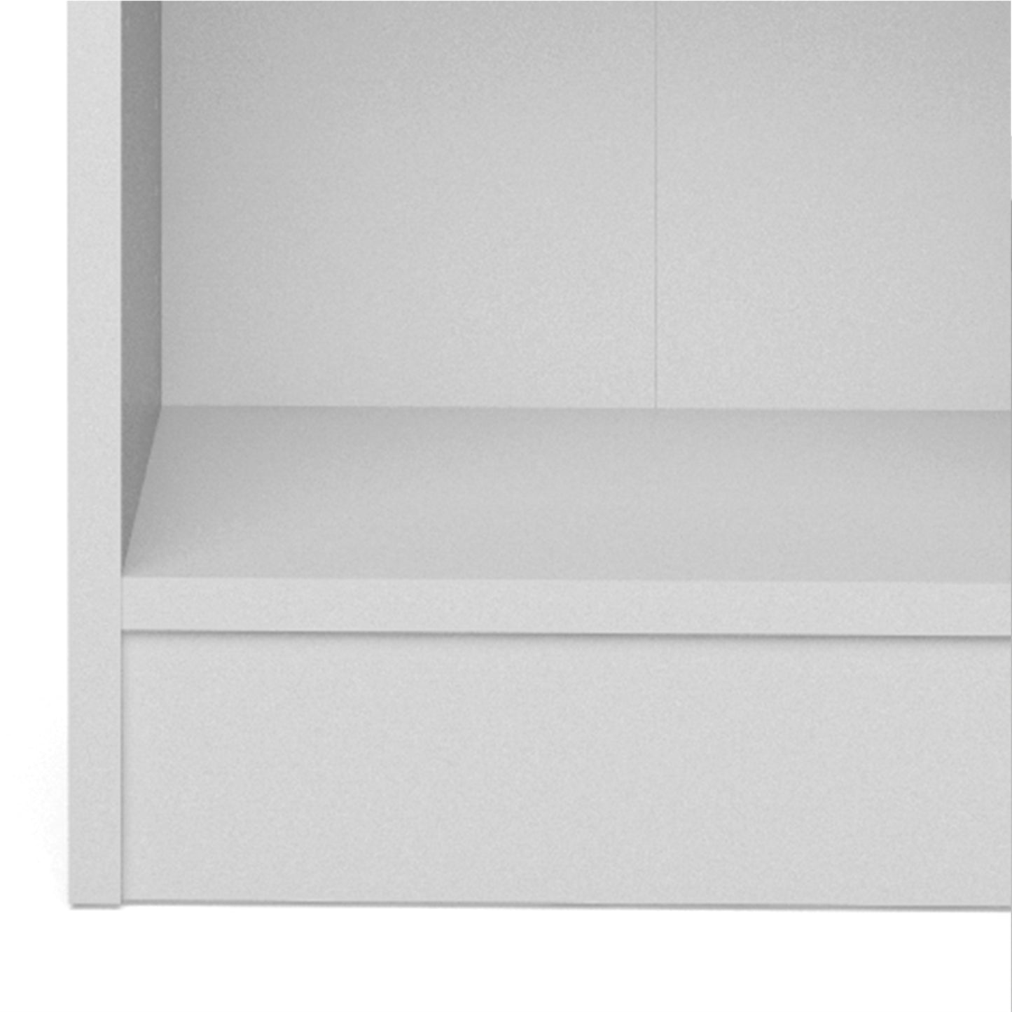 Basic Low Narrow Storage Cabinet in White (2 Shelves) with White Door