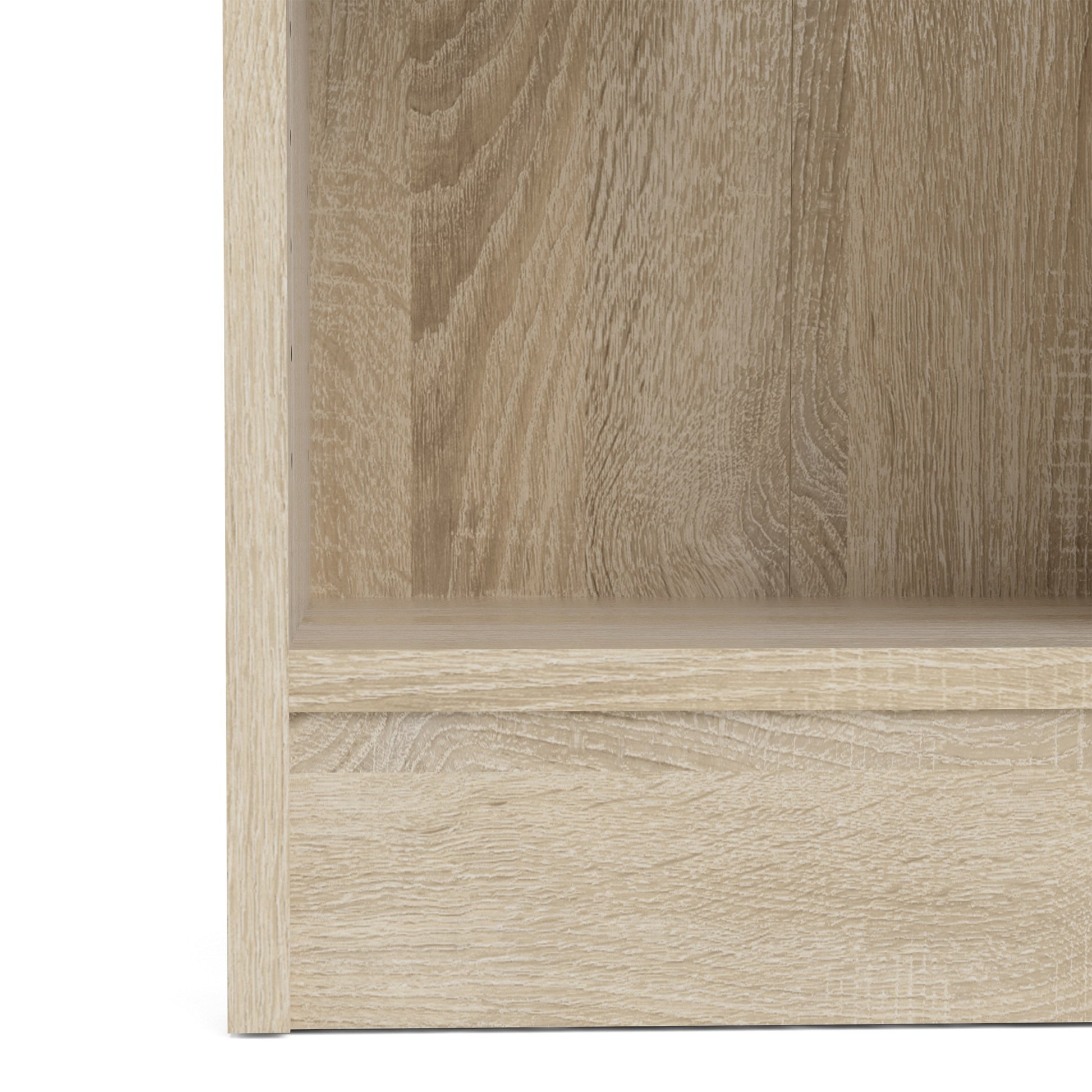 Basic Low Narrow Display Cabinet In Oak (2 Shelves) with Glass White Door