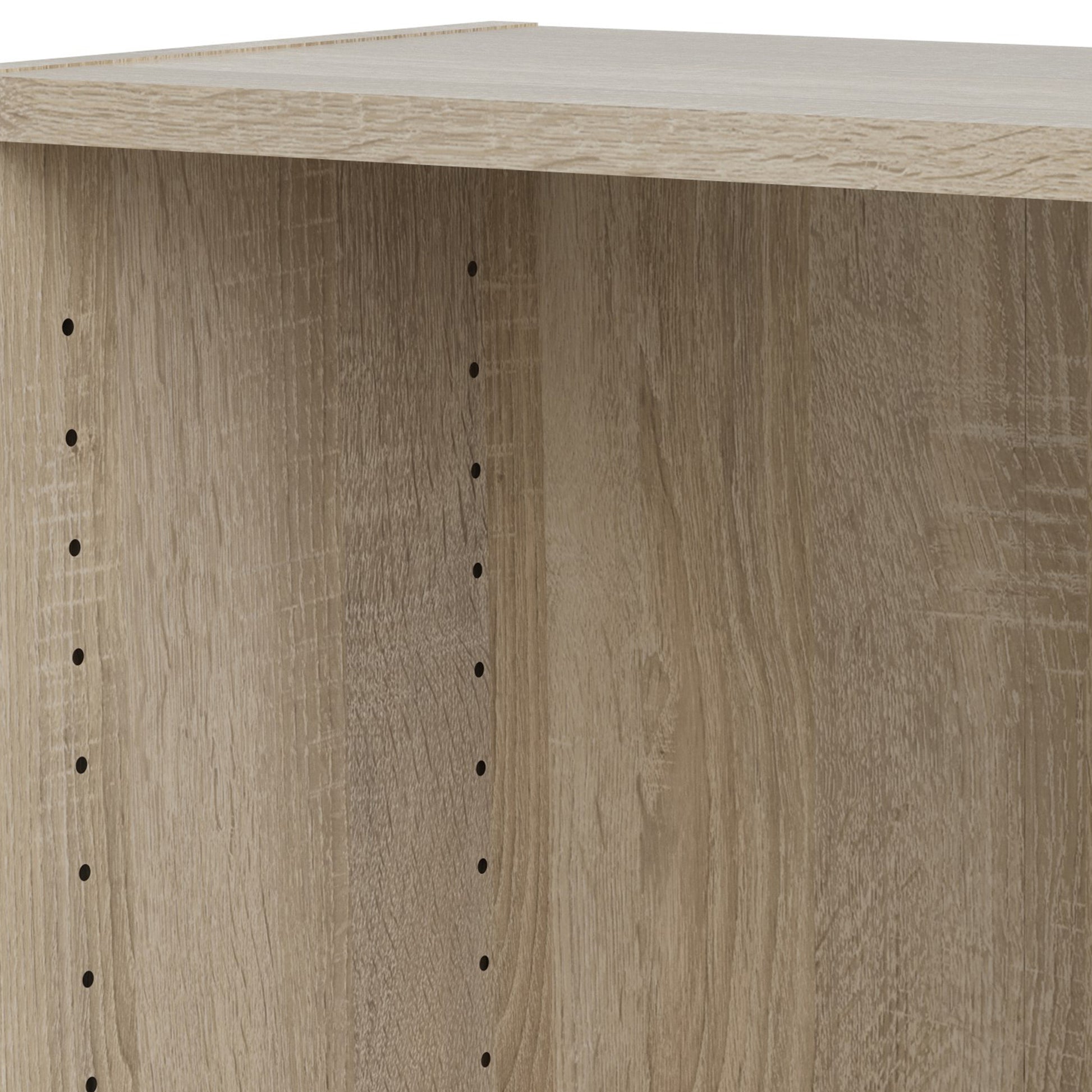 Basic Low Narrow Display Cabinet in Oak (2 Shelves) with Glass  Oak Door