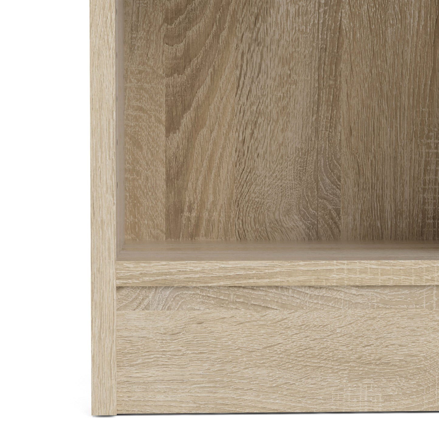 Basic Low Narrow Display Cabinet in Oak (2 Shelves) with Glass  Oak Door