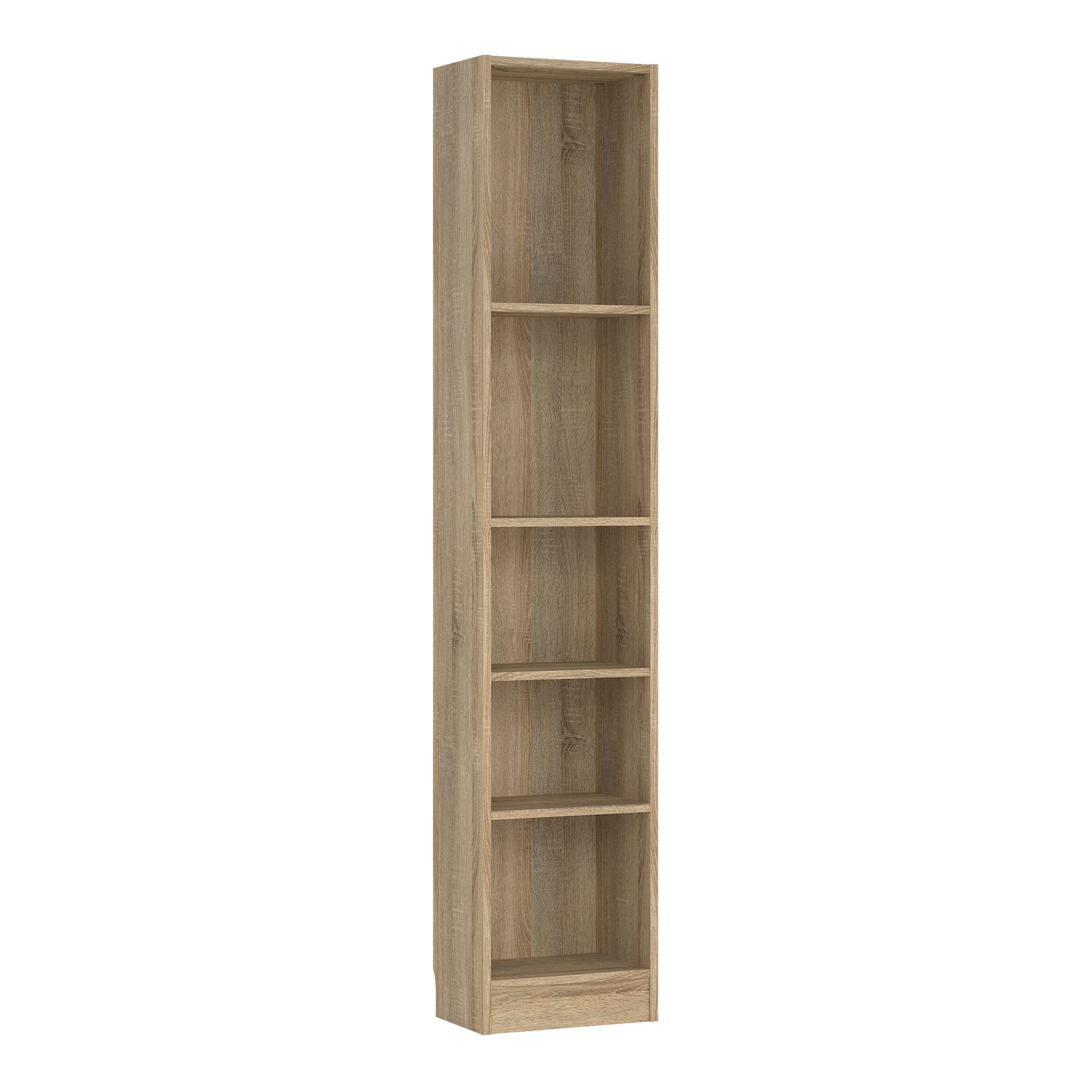 Basic Tall Narrow Bookcase (4 Shelves) in Oak
