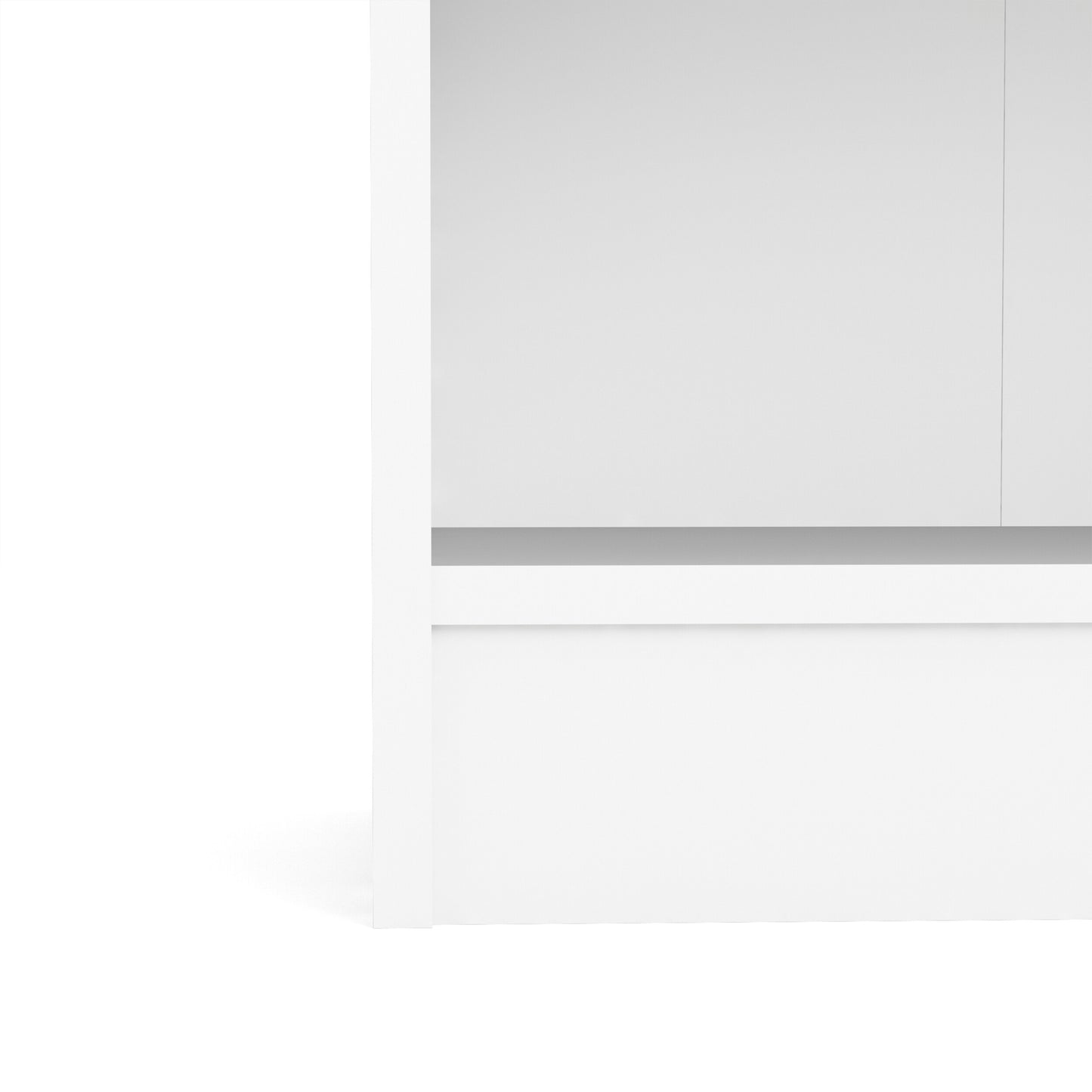 Basic Low Wide Display Cabinet in White (2 Shelves) with 2 Glass Doors in Oak