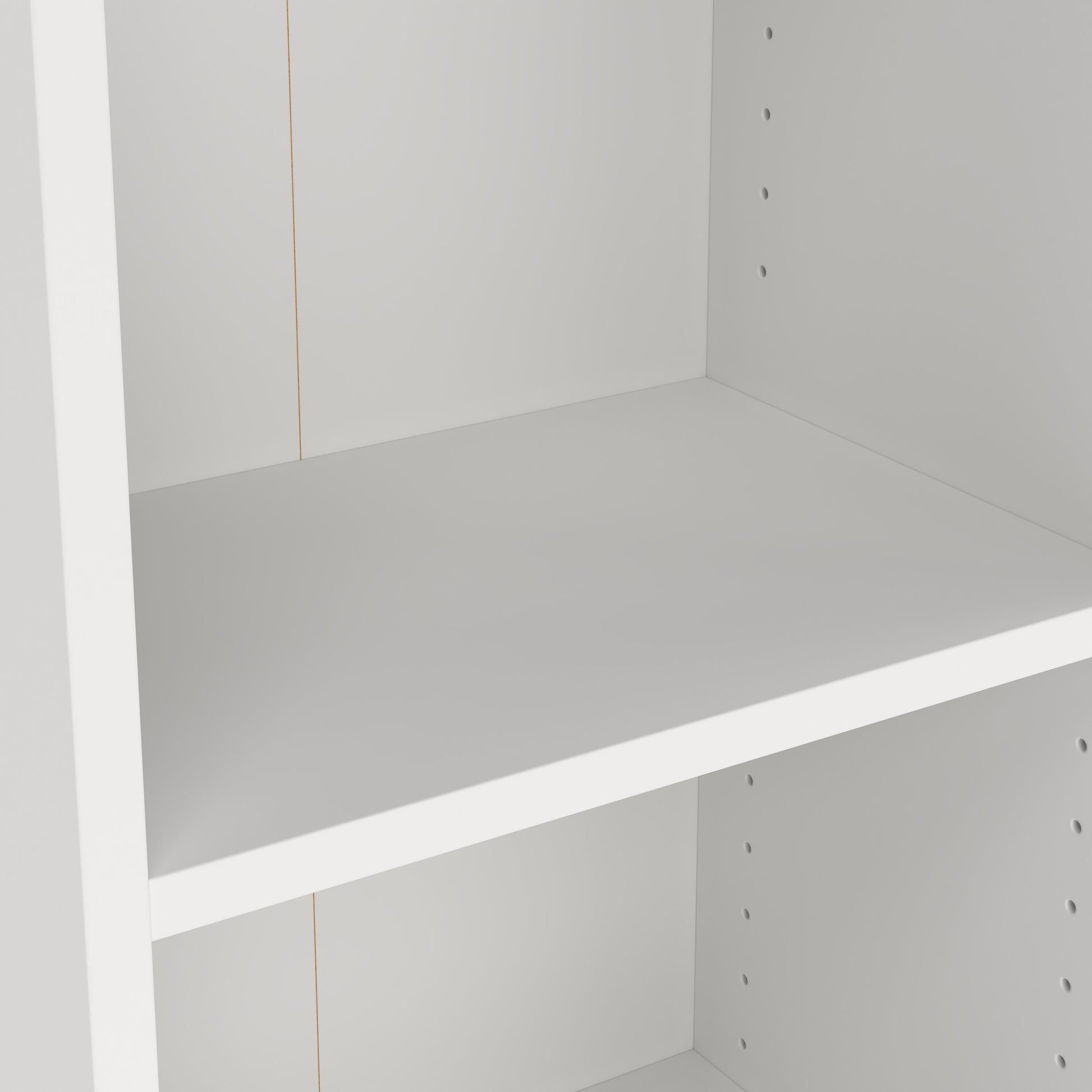 Basic Low Wide Storage Cabinet in White (2 Shelves) with 2 Oak Doors