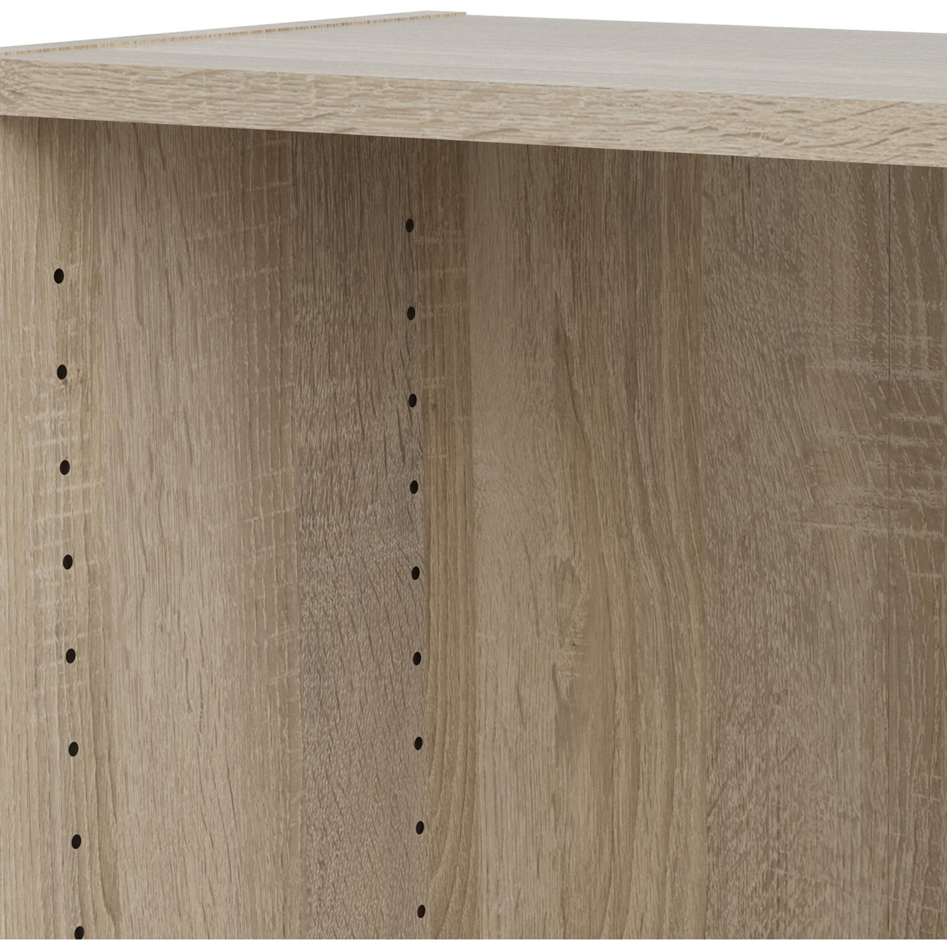 Basic Low Wide Display Cabinet in Oak (2 Shelves) with 2 Glass Doors in Oak