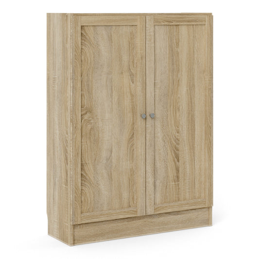 Basic Low Wide Storage Cabinet in Oak (2 Shelves) with 2 Oak Doos