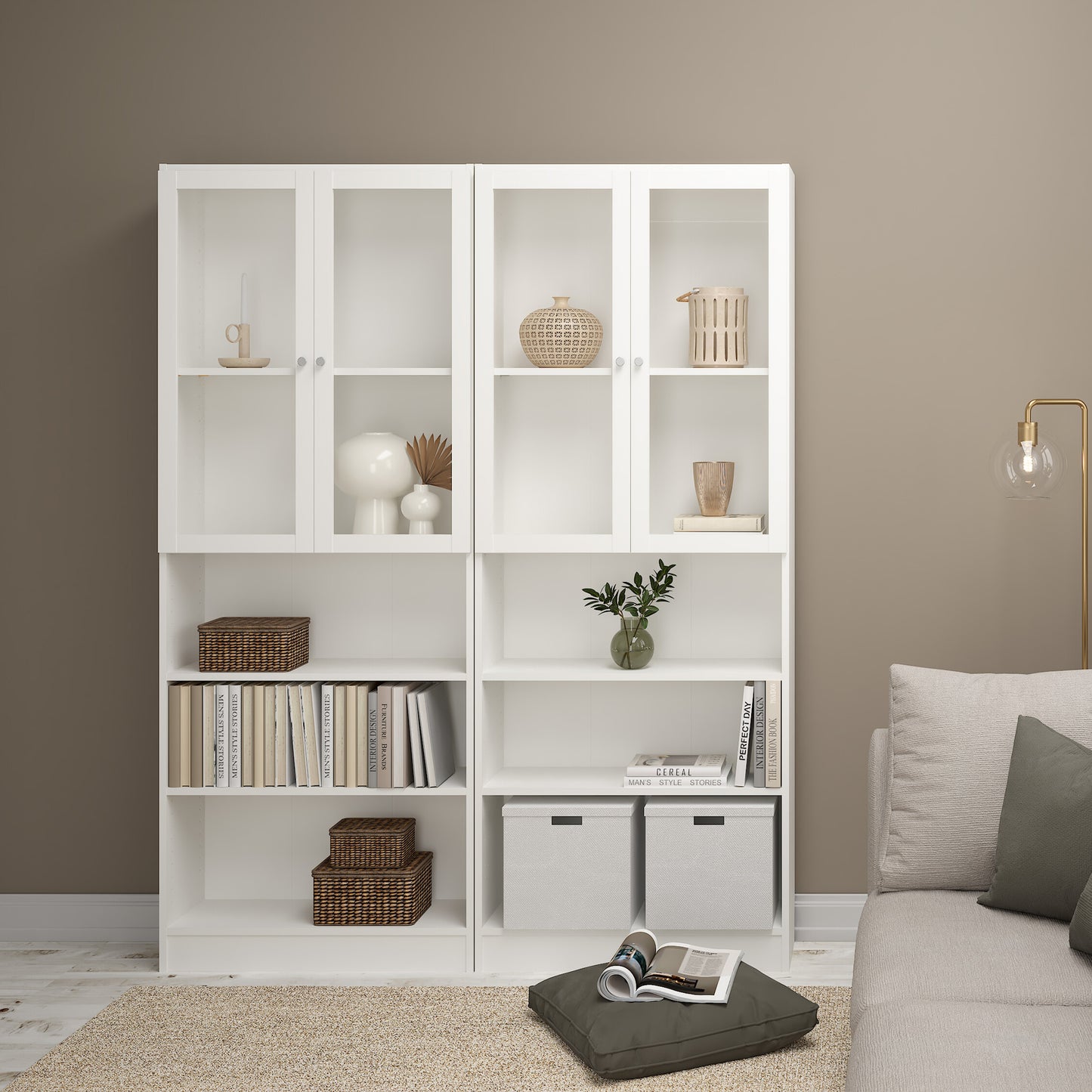 Basic Tall Wide Bookcase (4 Shelves) in White
