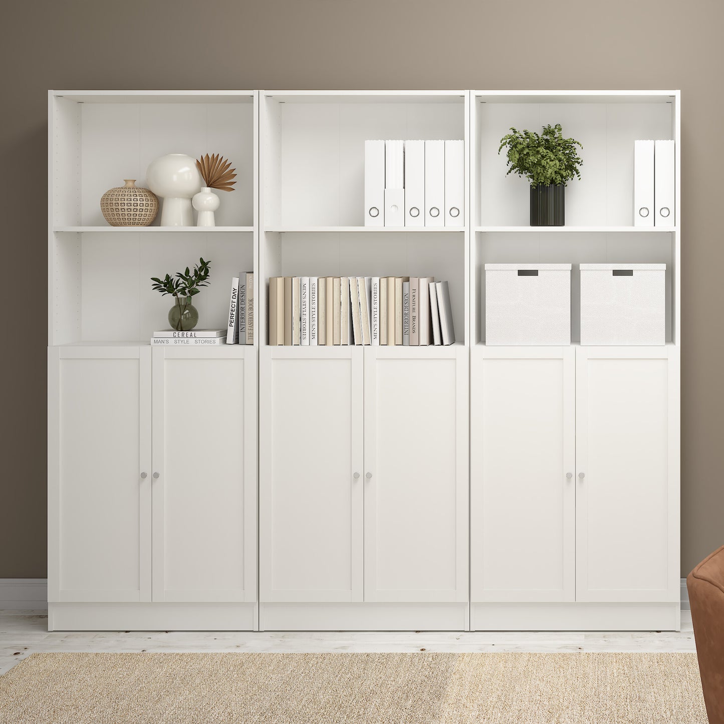 Basic Tall Wide Bookcase (4 Shelves) in White