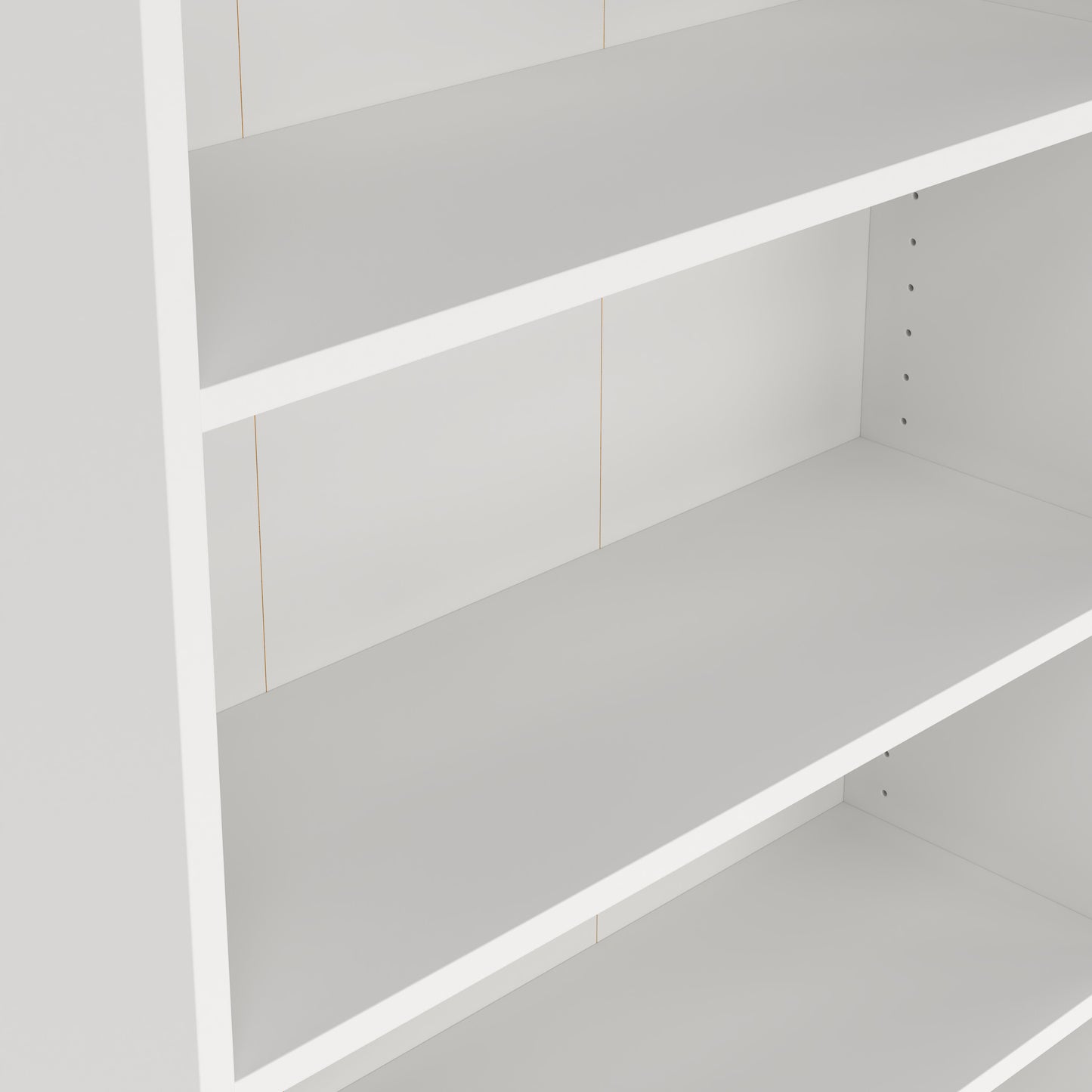 Basic Tall Wide Display Cabinet in White (4 Shelves) with 2 Glass Oak Doors